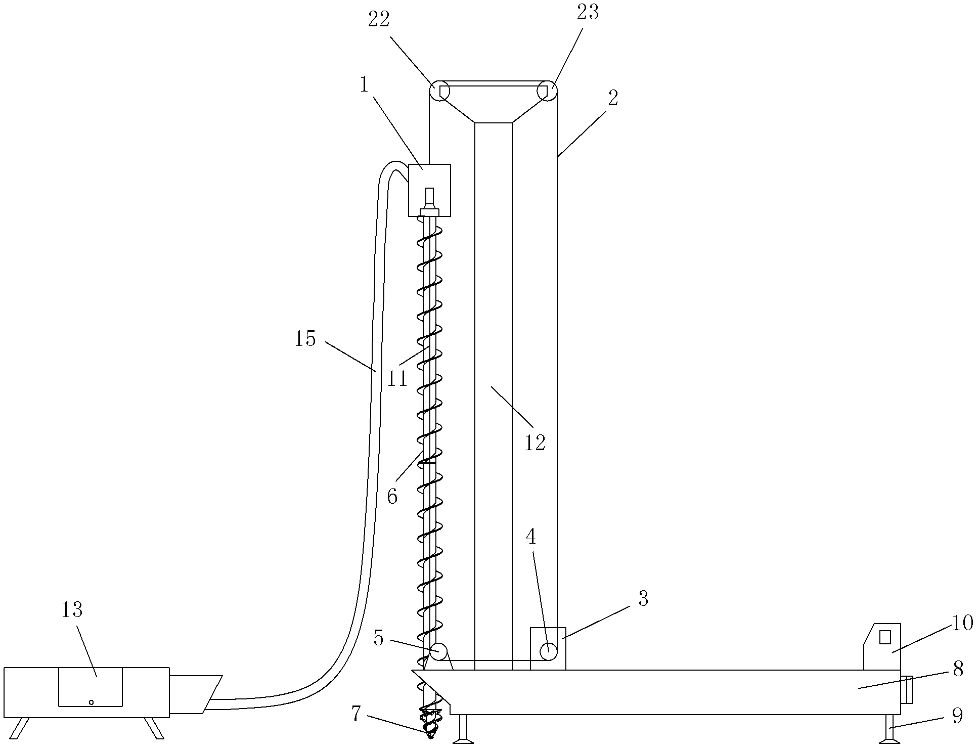 Molding device and molding method for long spiral extruding rock-entering cast-in-place pile