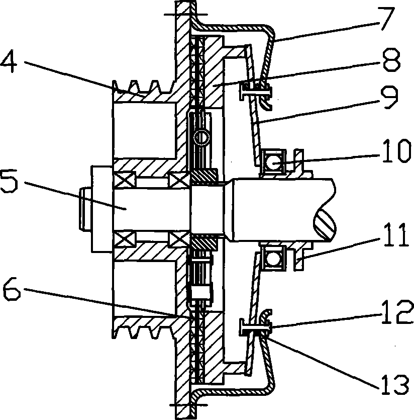 Grass grasping machine with diaphragm spring clutch