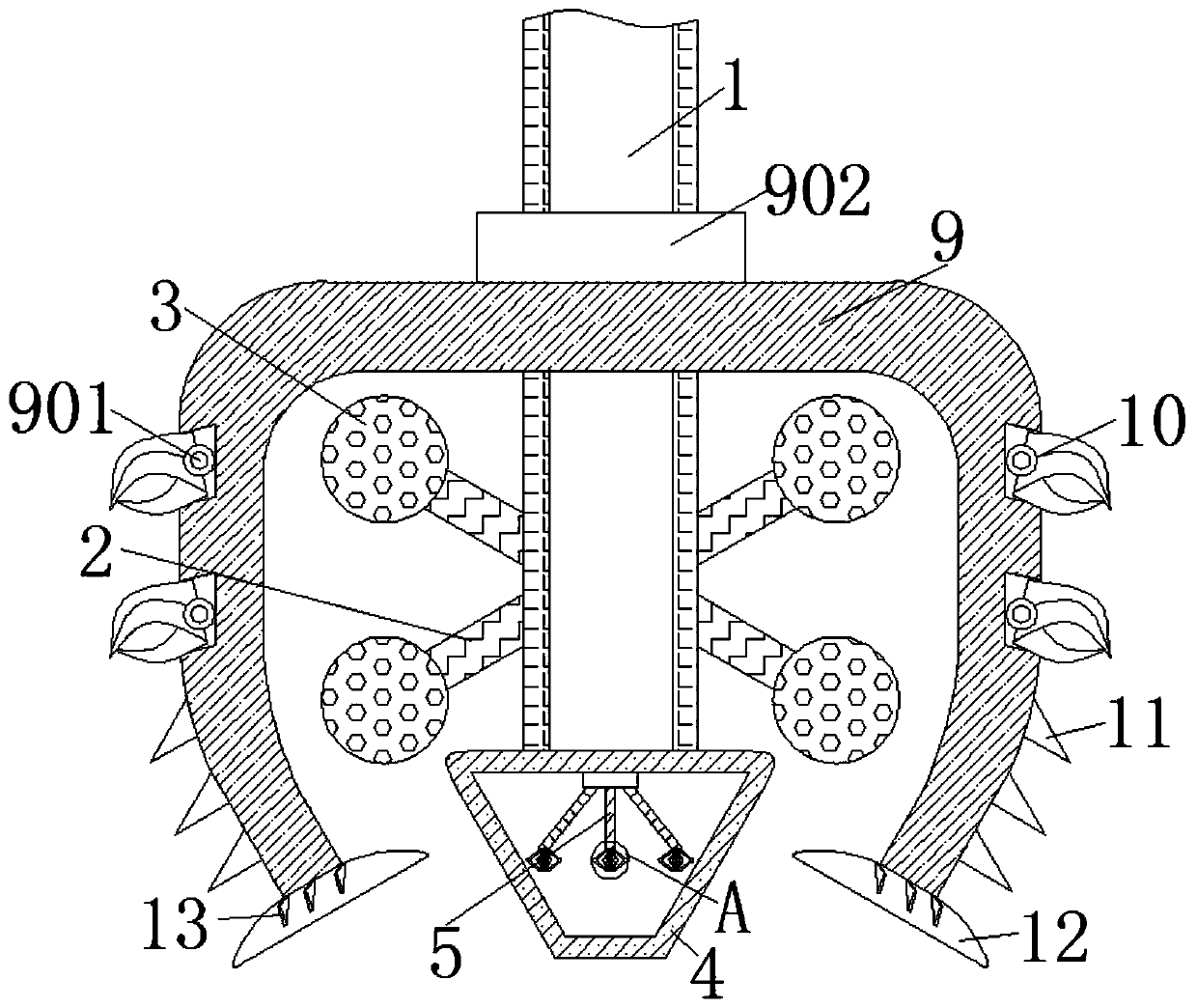 Dredging boat accessory based on centrifugal rotation and capable of ensuring normal transport of mud conveying pipe