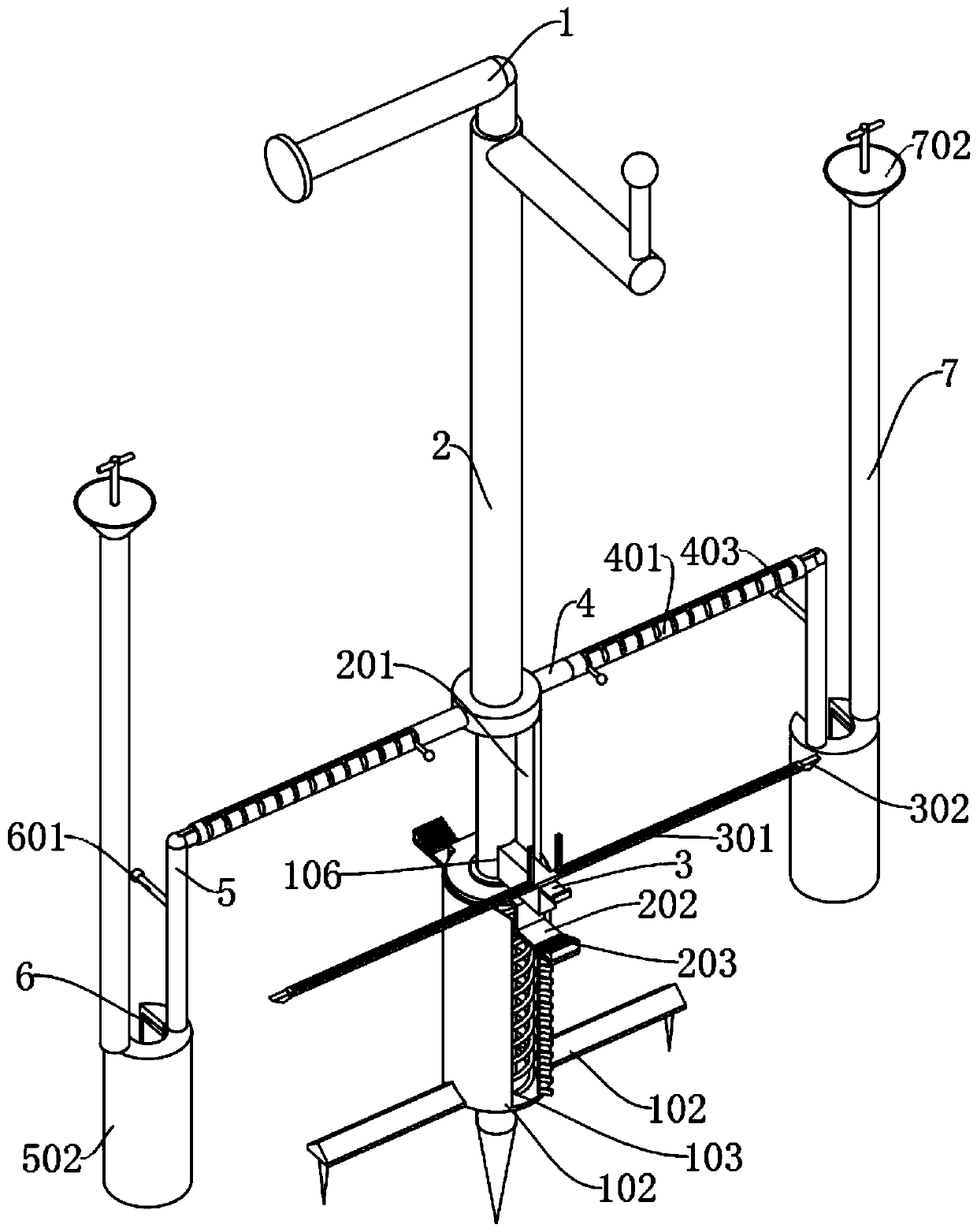 Planting device capable of punching holes simultaneously based on landscape gardens