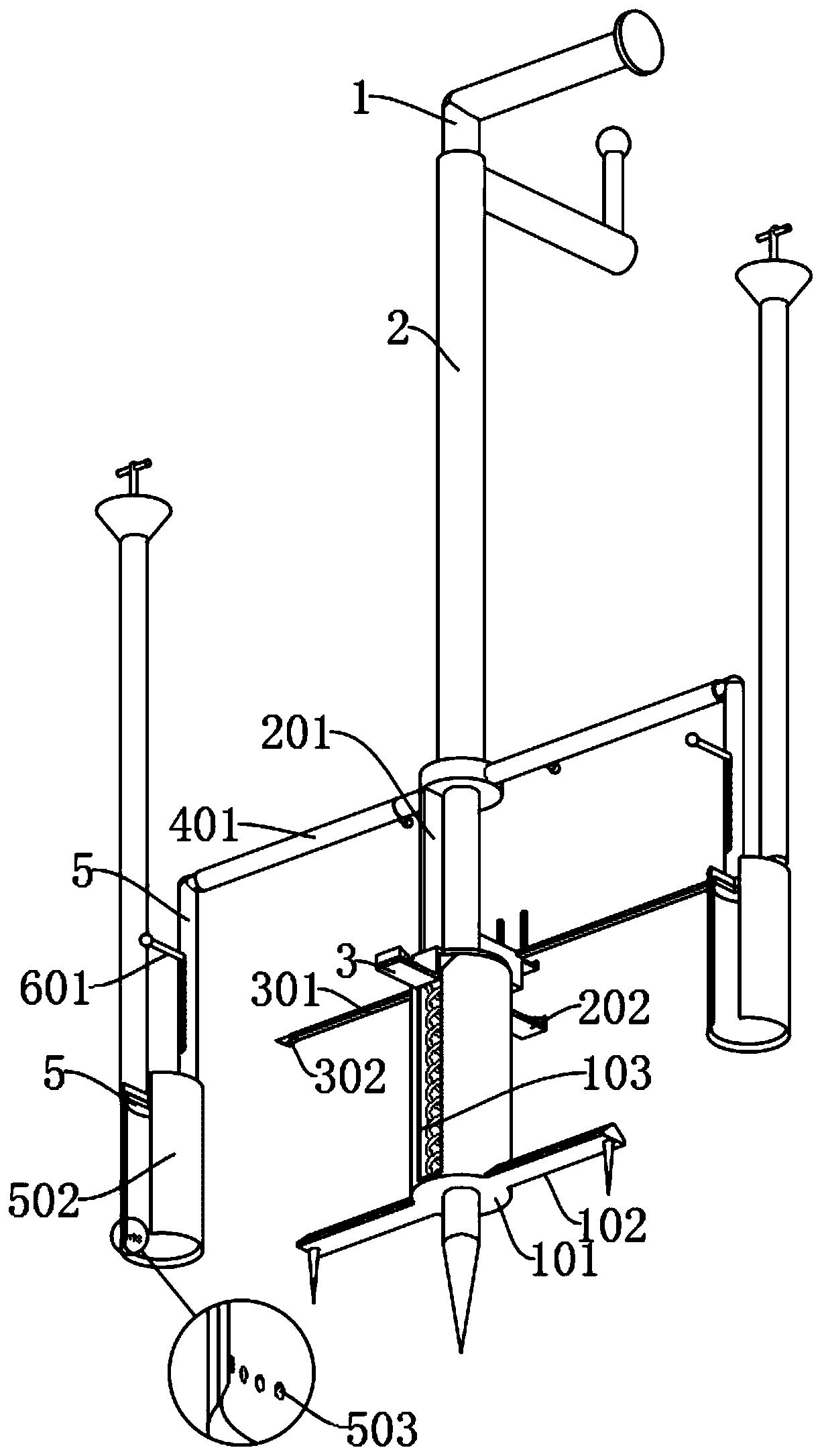 Planting device capable of punching holes simultaneously based on landscape gardens