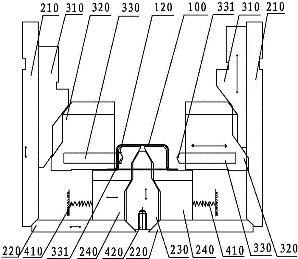 Double side punching-hole and double side punching-hole flange integrated structure for double-hole shielding cover progressive mould