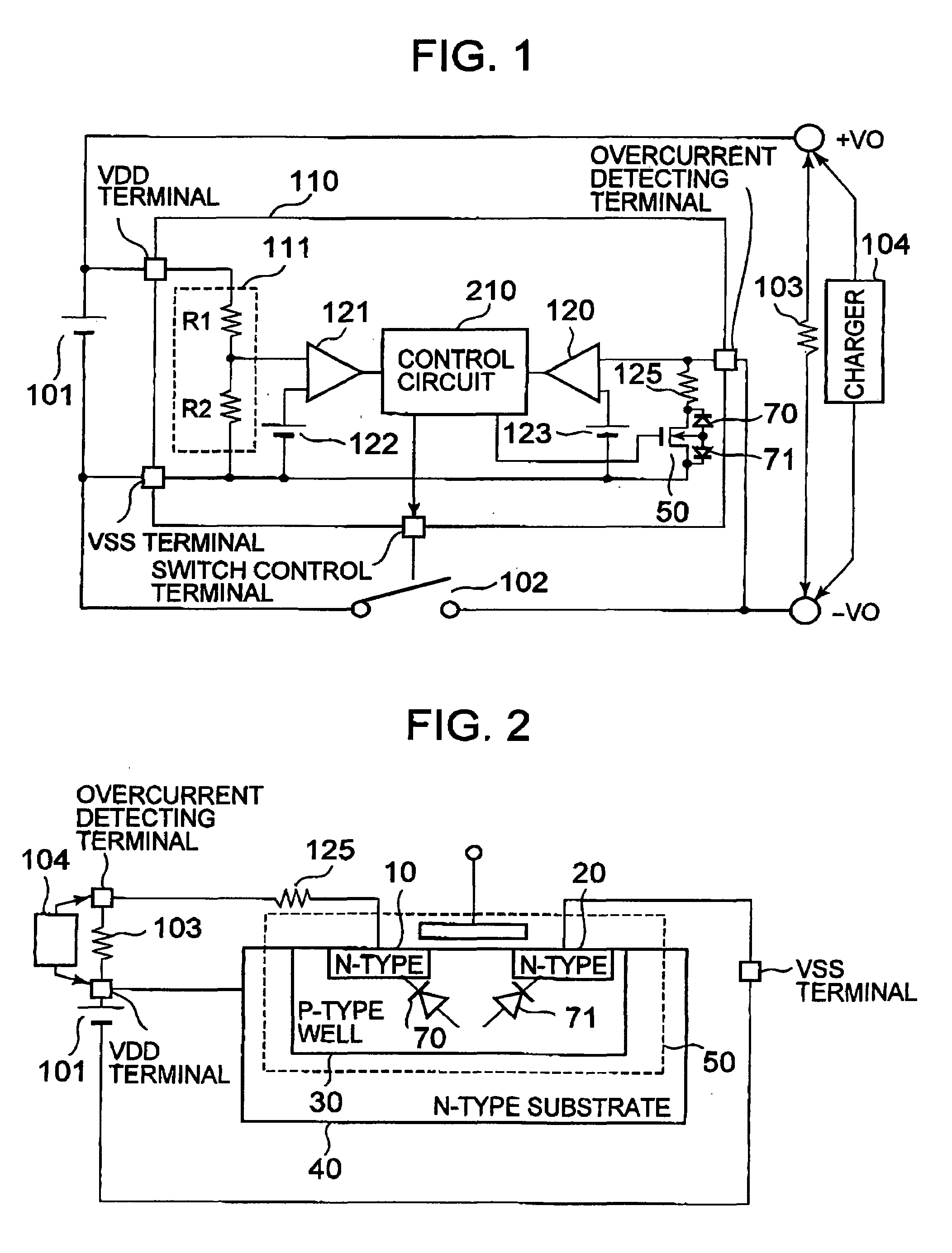 Charging and discharging control circuit and charging type power supply device