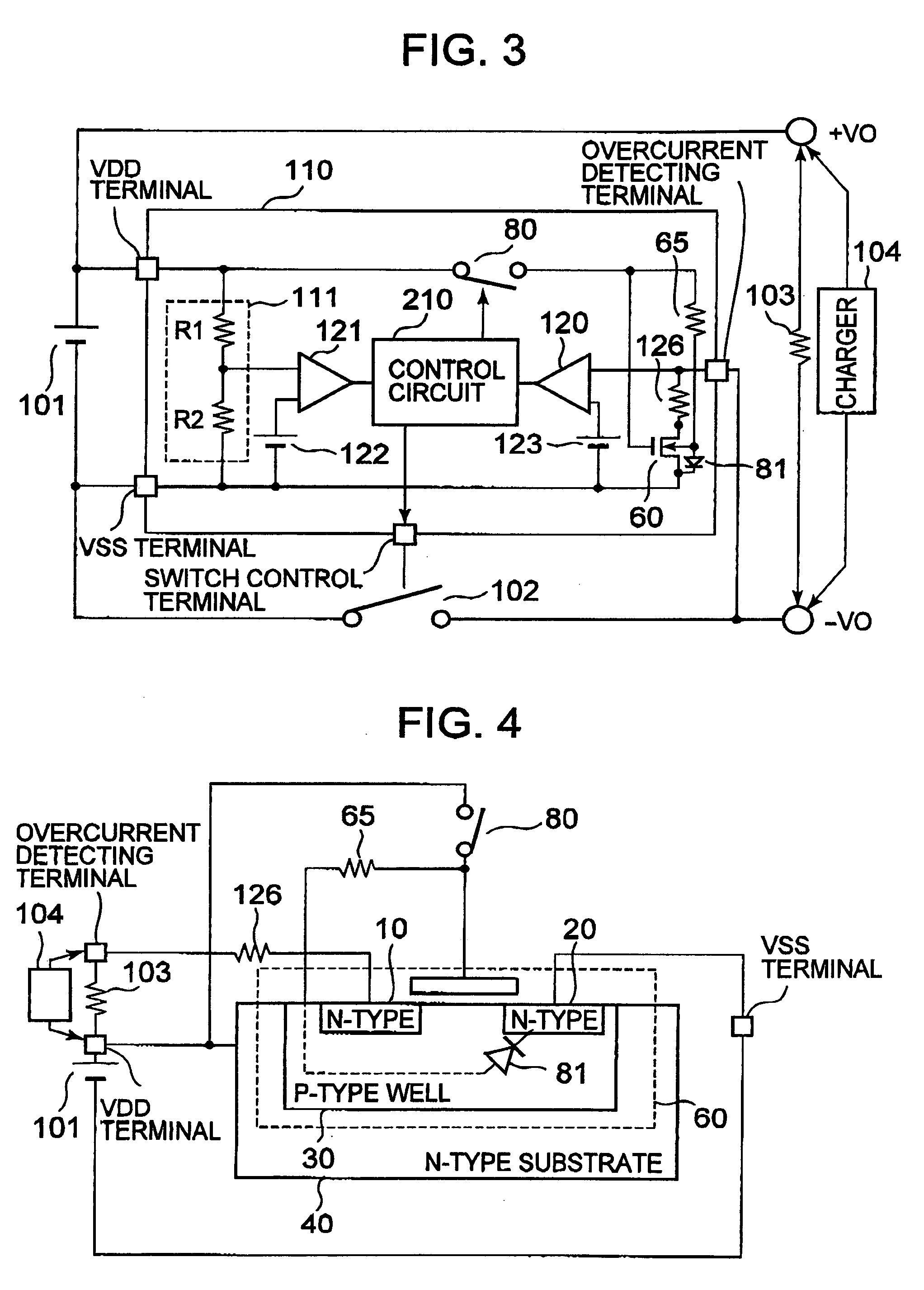 Charging and discharging control circuit and charging type power supply device