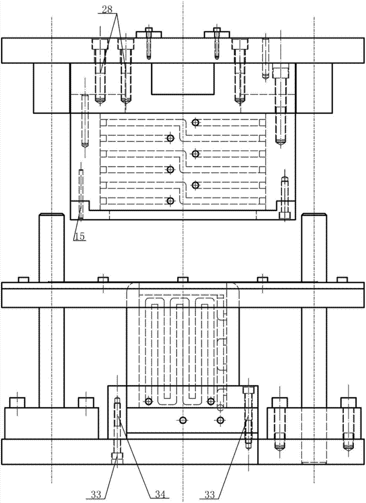 Hot stamping deep drawing mold of ultrahigh-strength steel box-shaped part