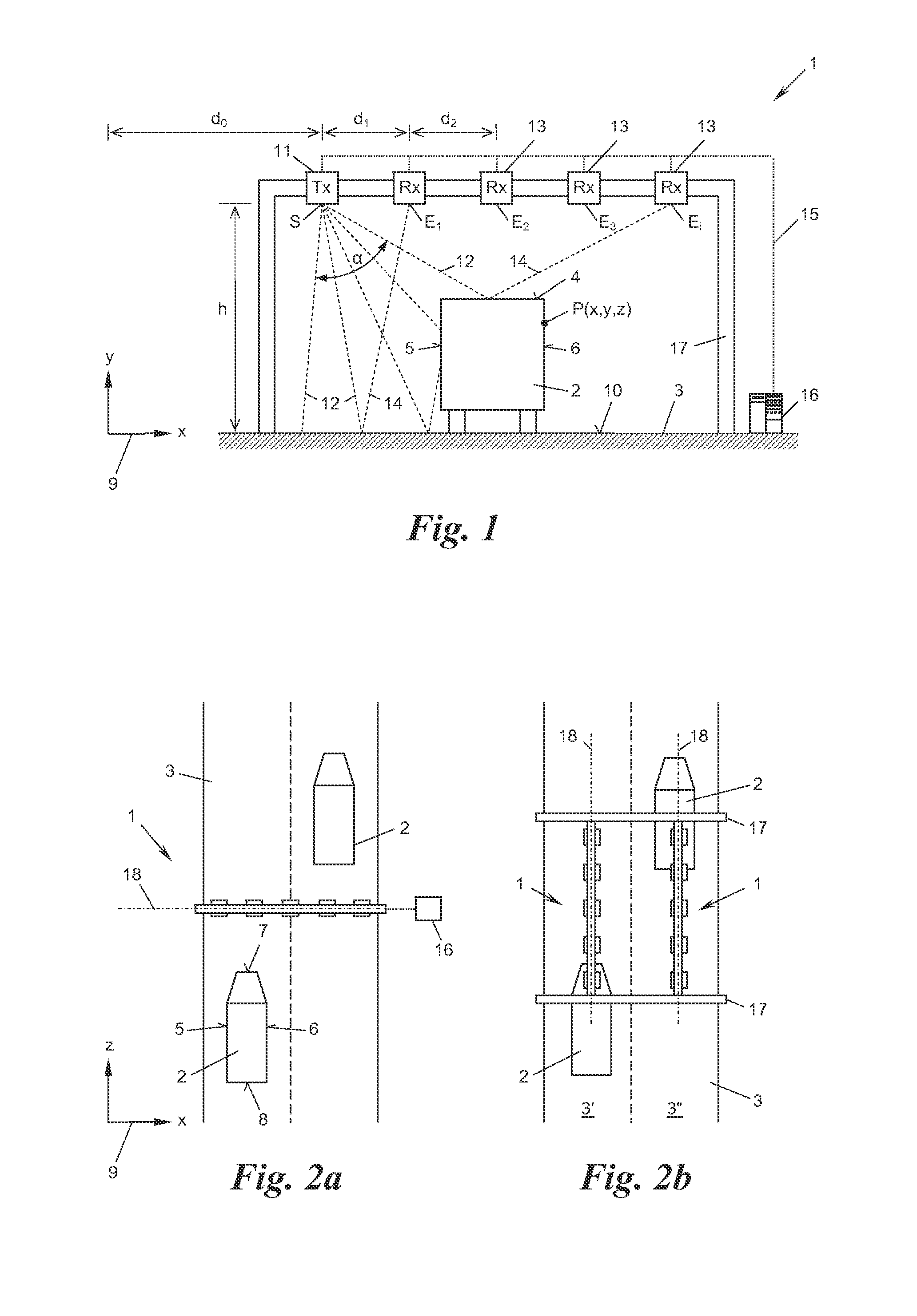 Apparatus for measuring the position of a vehicle or a surface thereof