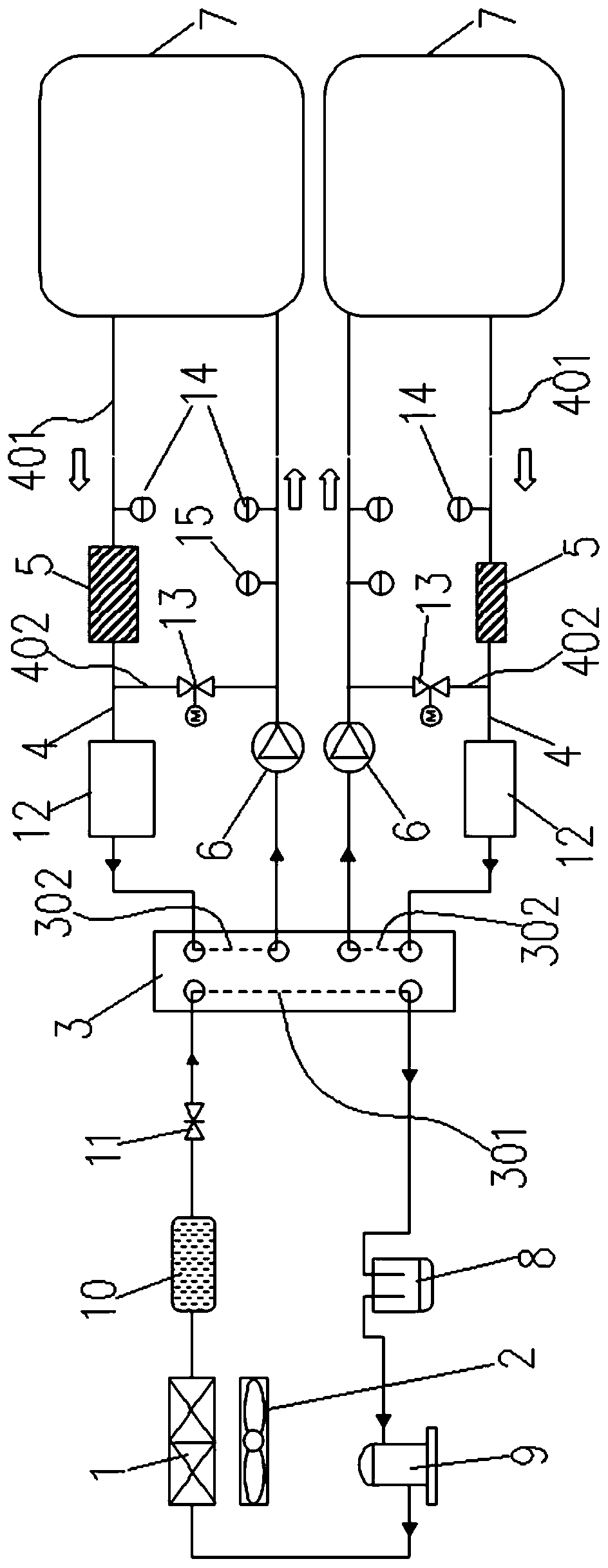 Large-power charging and cooling device with high energy efficiency ratio and high cooling efficiency