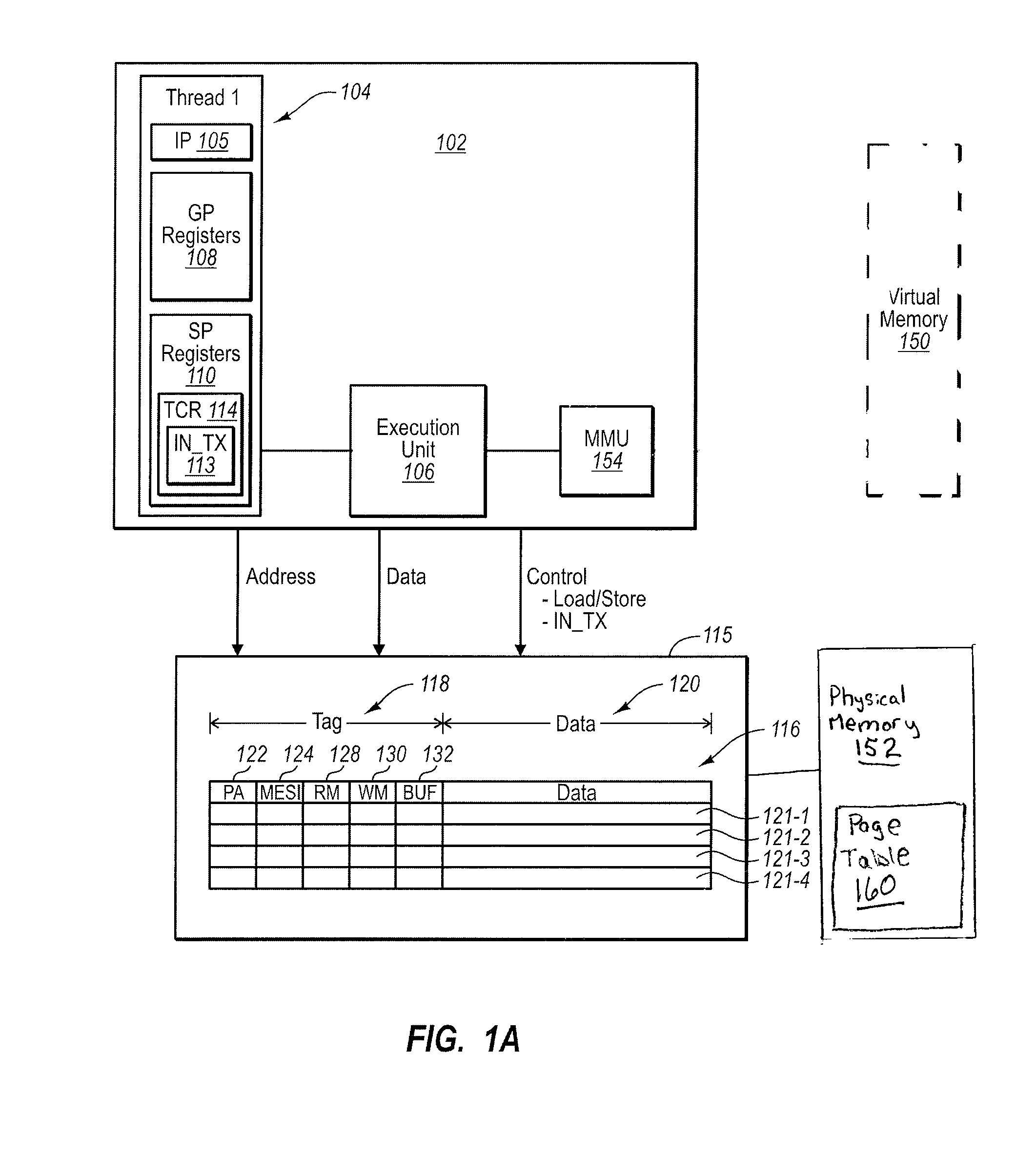 Operating system virtual memory management for hardware transactional memory