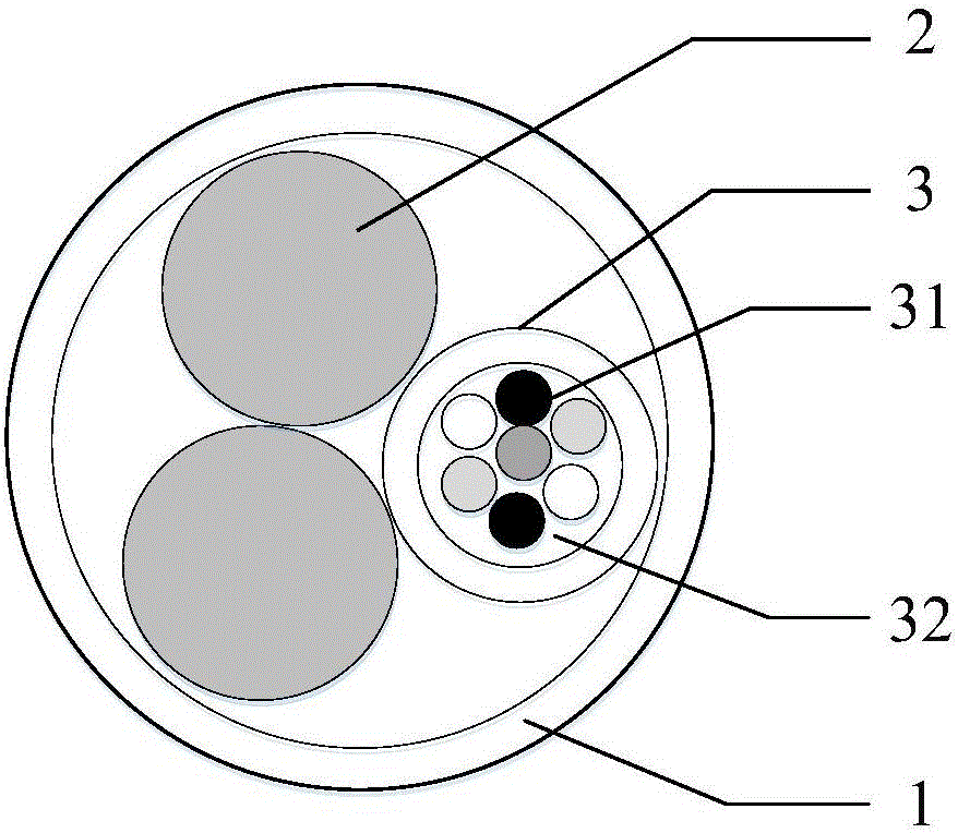 Optical fiber cable provided with non-central strengthening parts