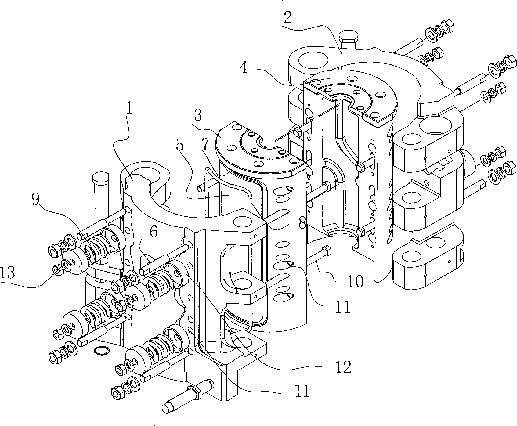 Bottle blow-moulding machine die carrier/mold component