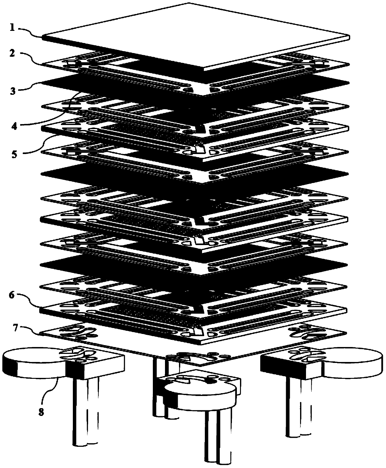 Flat plate type solid oxide fuel battery stack device