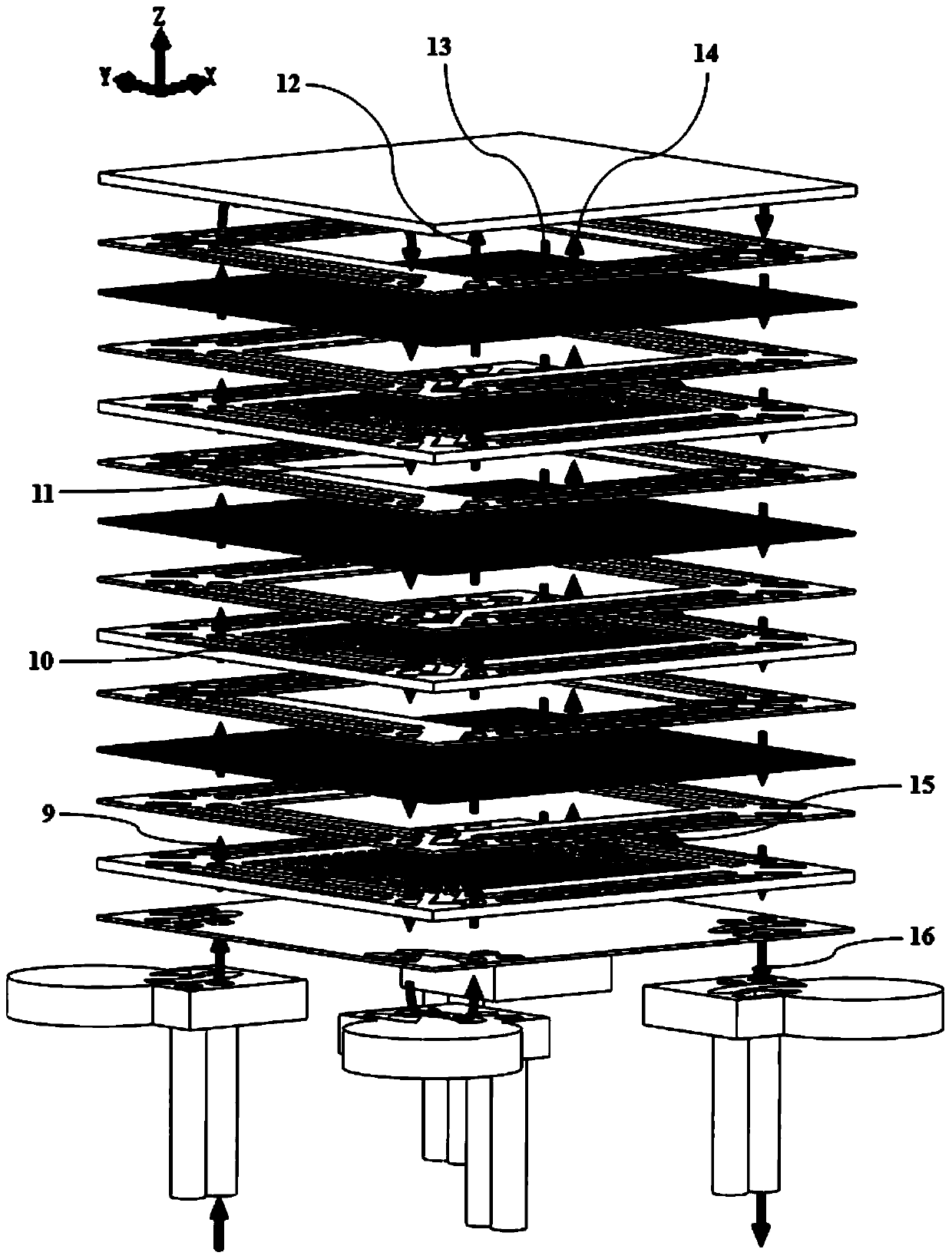 Flat plate type solid oxide fuel battery stack device