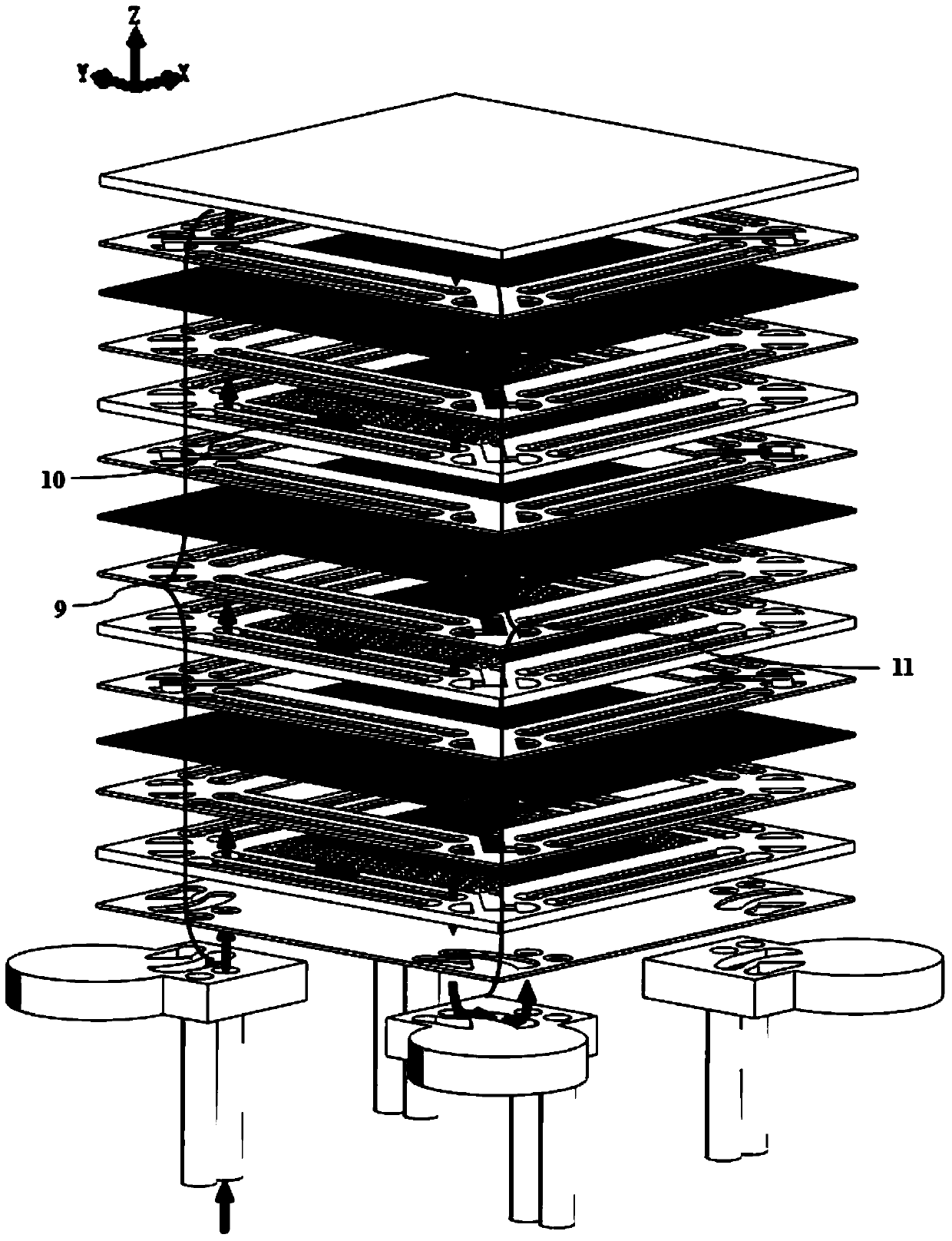 Flat plate type solid oxide fuel battery stack device