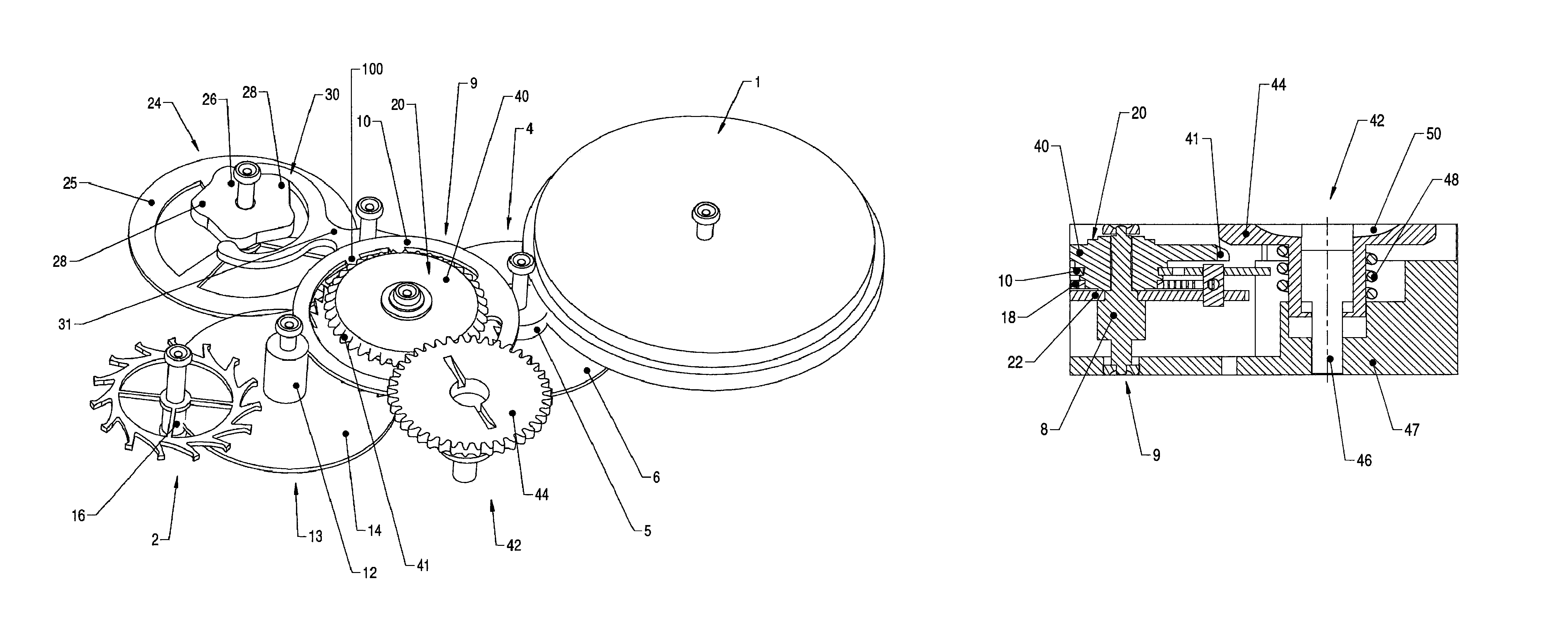 Clock movement containing a constant force device