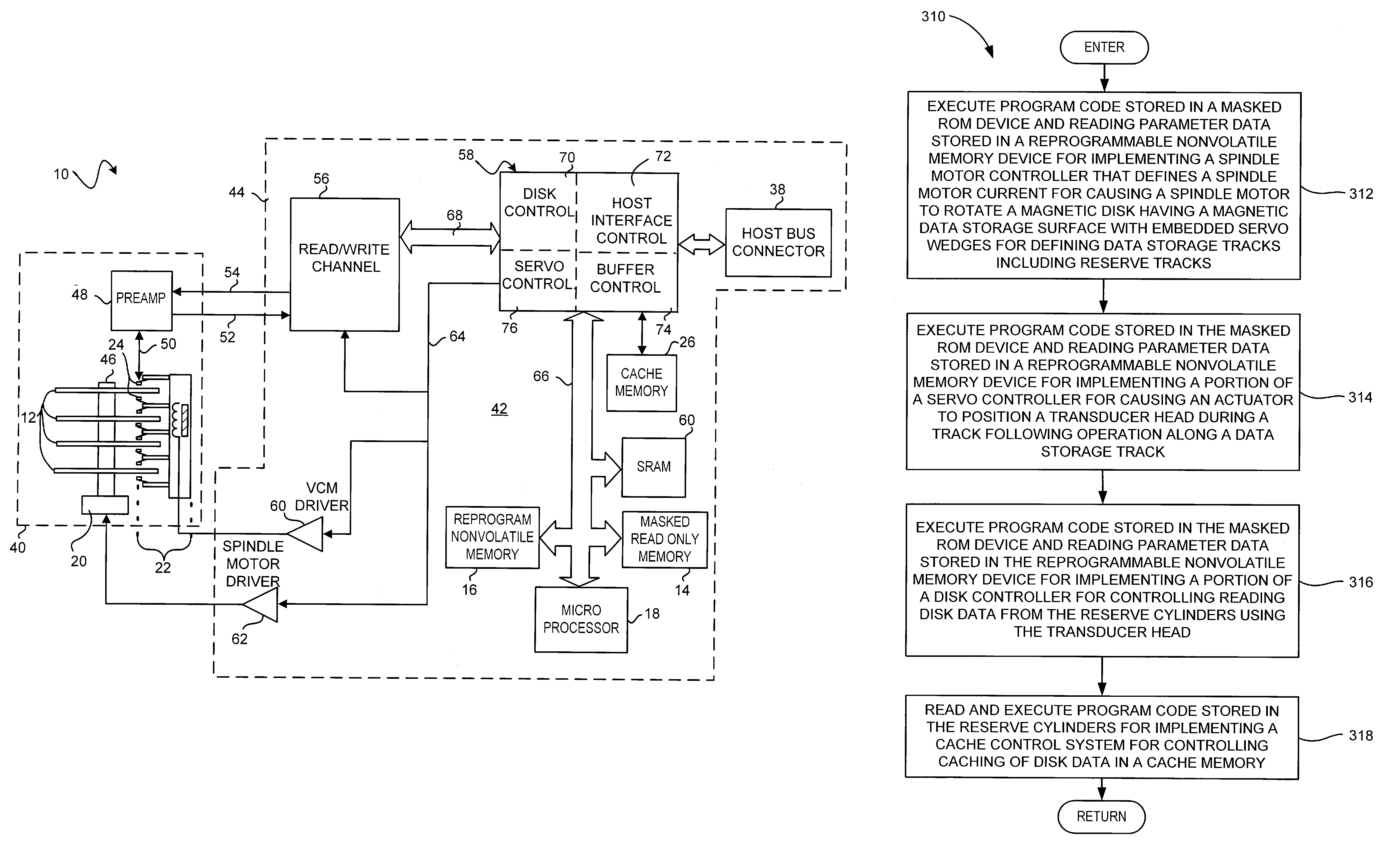 Disk drive and method having cost-effective storage of the disk drive's internal program code