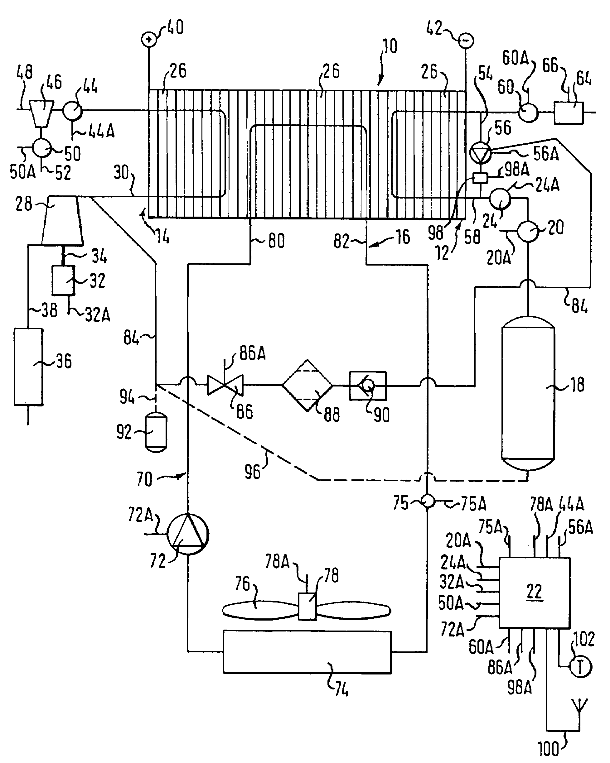 Operation method and purging system for a hydrogen demand/delivery unit in a fuel cell system