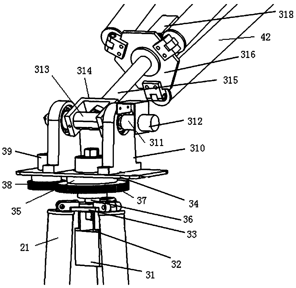 Tank inner wall supporting and positioning device of spherical tank detection robot