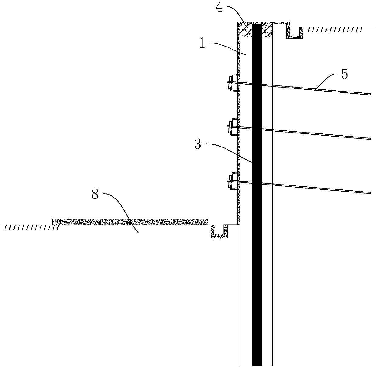 Cement mixing pile wall foundation pit reinforcing construction method