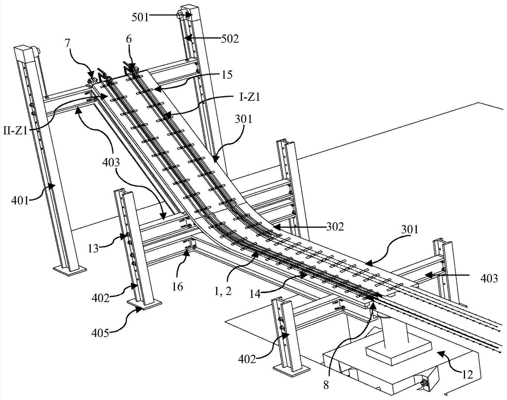 Dynamic simulation test system for ensuring running safety of train on railway bridge under earthquake