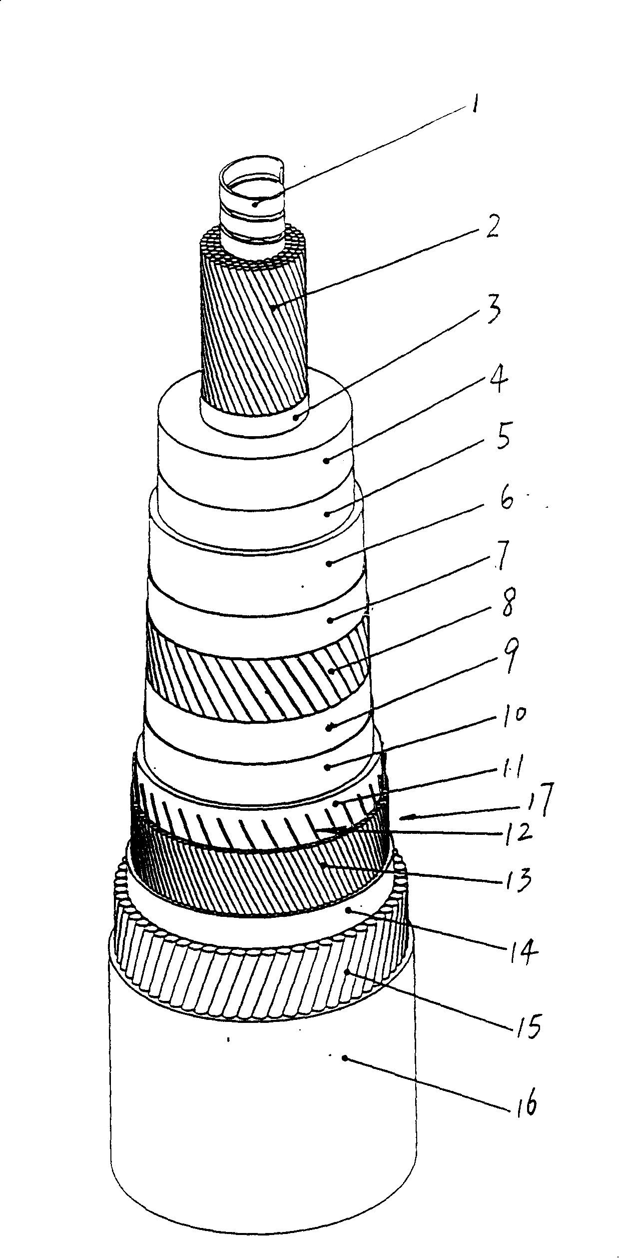 Optical fibre composite electric power seabed oil-filled cable