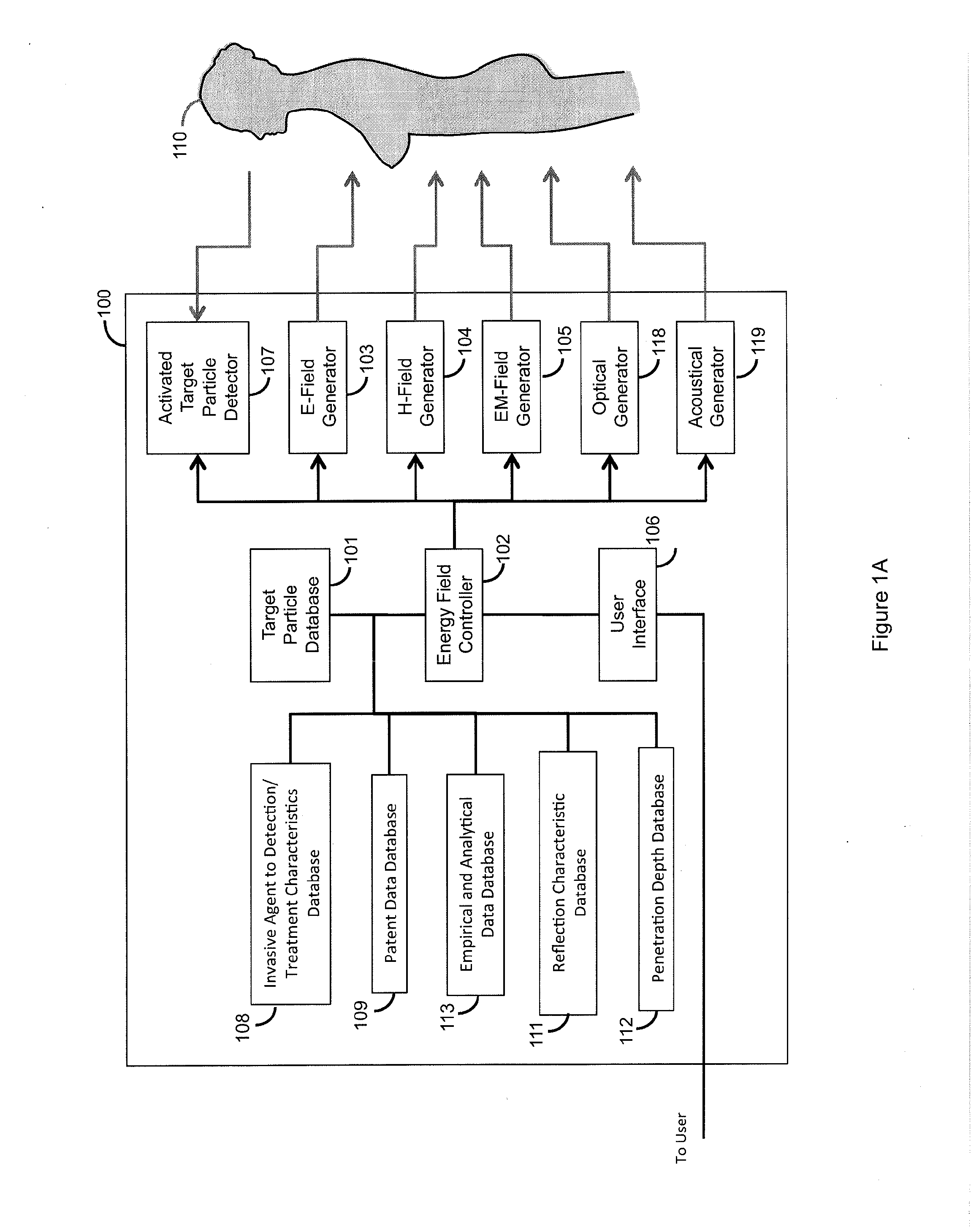 System for correlating energy field characteristics with target particle characteristics in the application of an energy field to a living organism for imaging and treatment of invasive agents