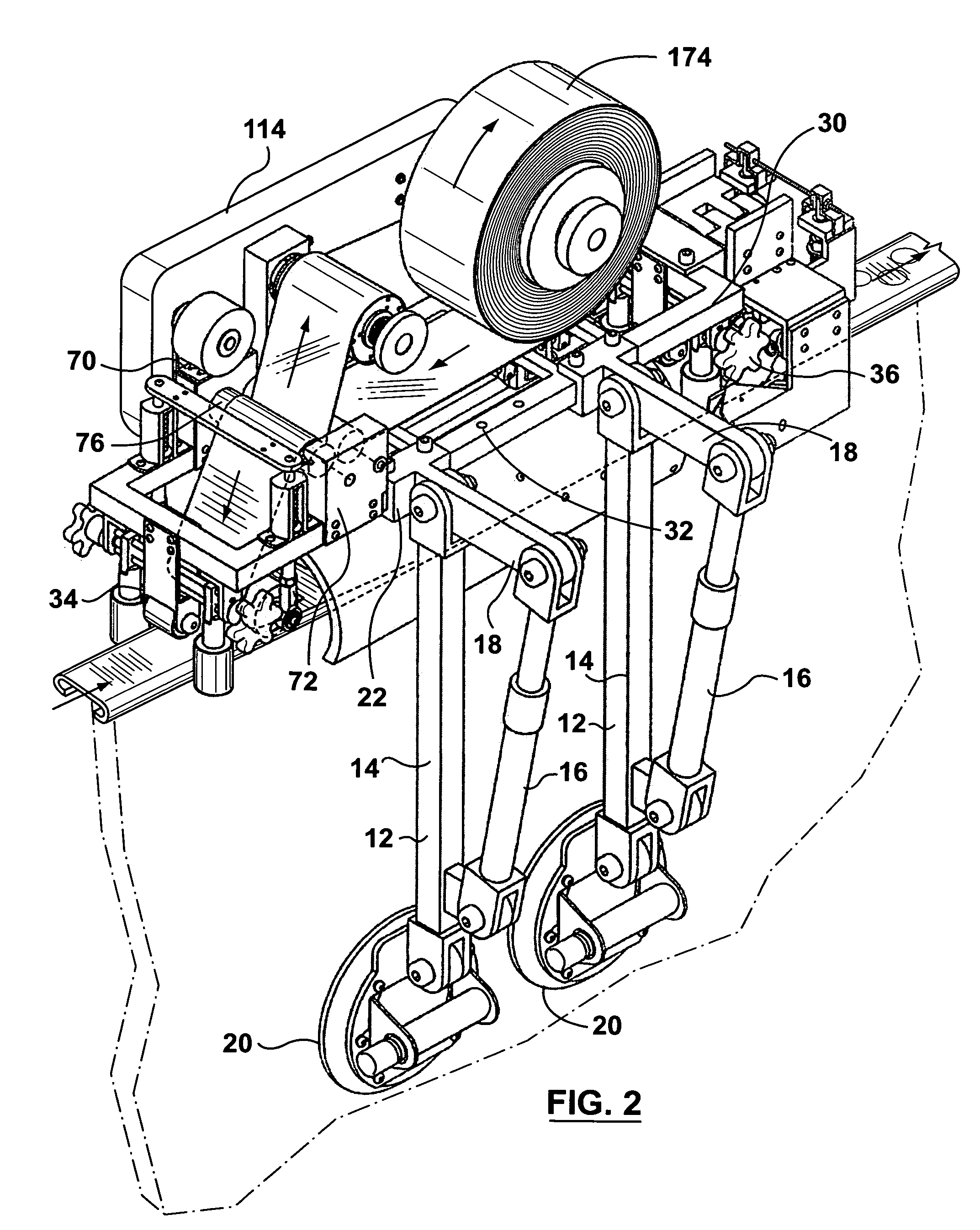 Method of and apparatus for applying a film optionally including advertising or other visible material, to the surface of a handrail for an escalator or moving walkway