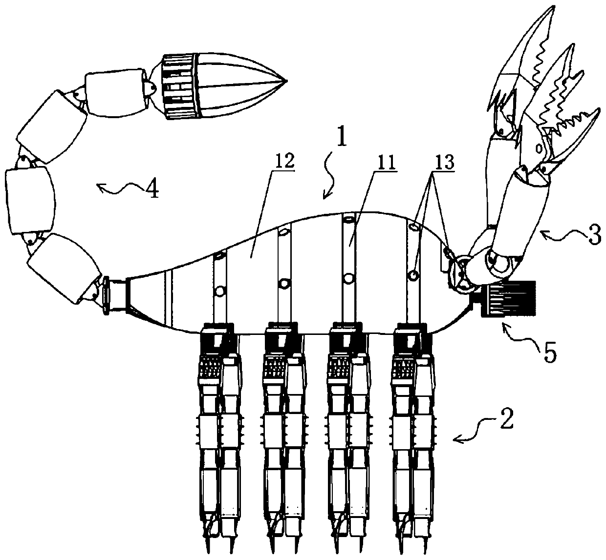 Scorpion-like security robot for office building or home