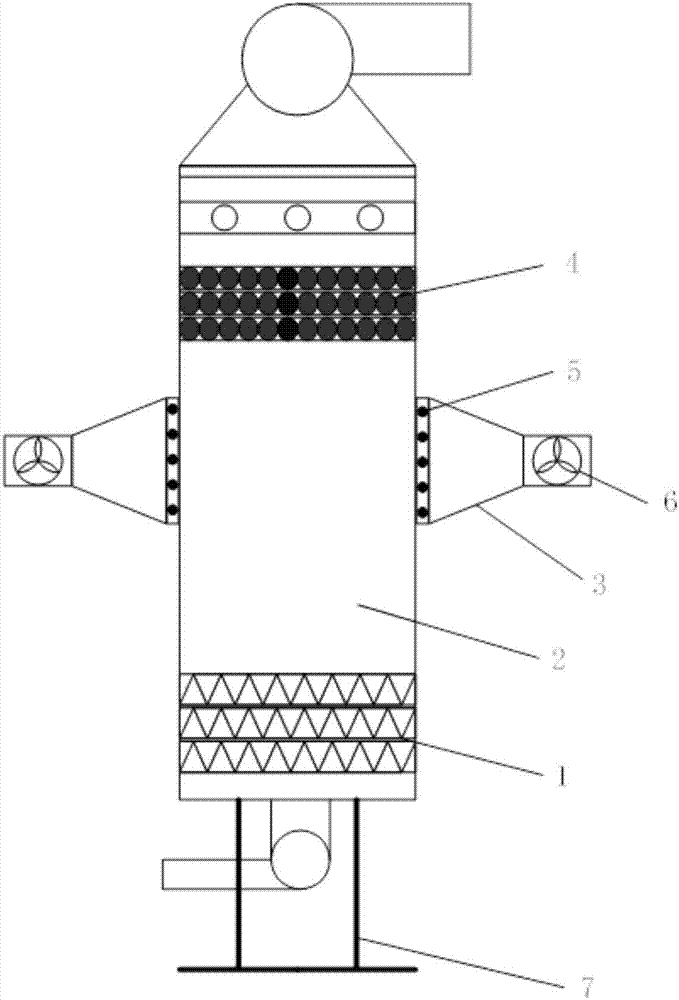 Device and treating method for treating organic waste gas through concerted catalysis of dielectric barrier discharge and low-temperature plasma