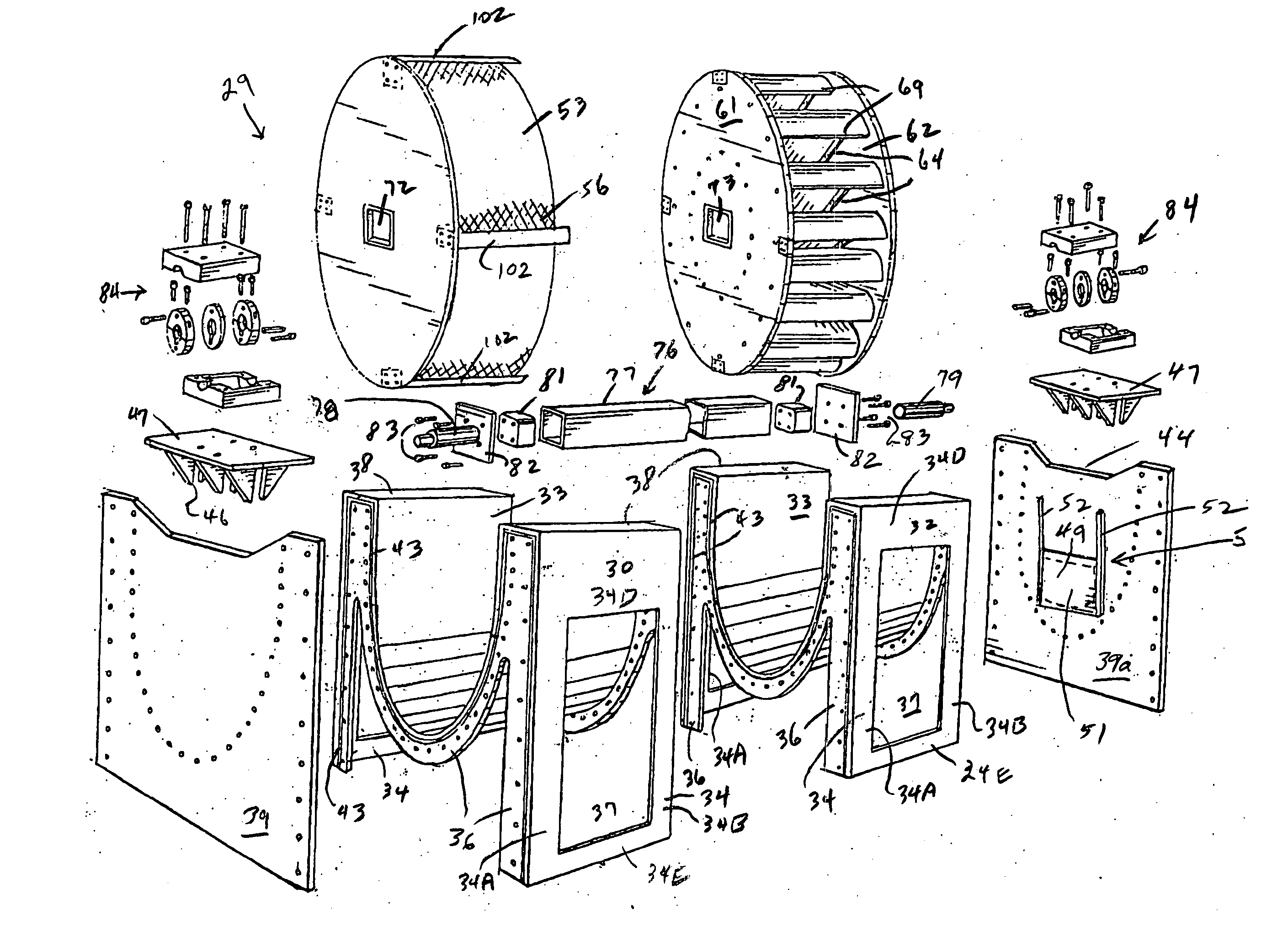 Variously configurable rotating biological contactor and prefabricated components therefor