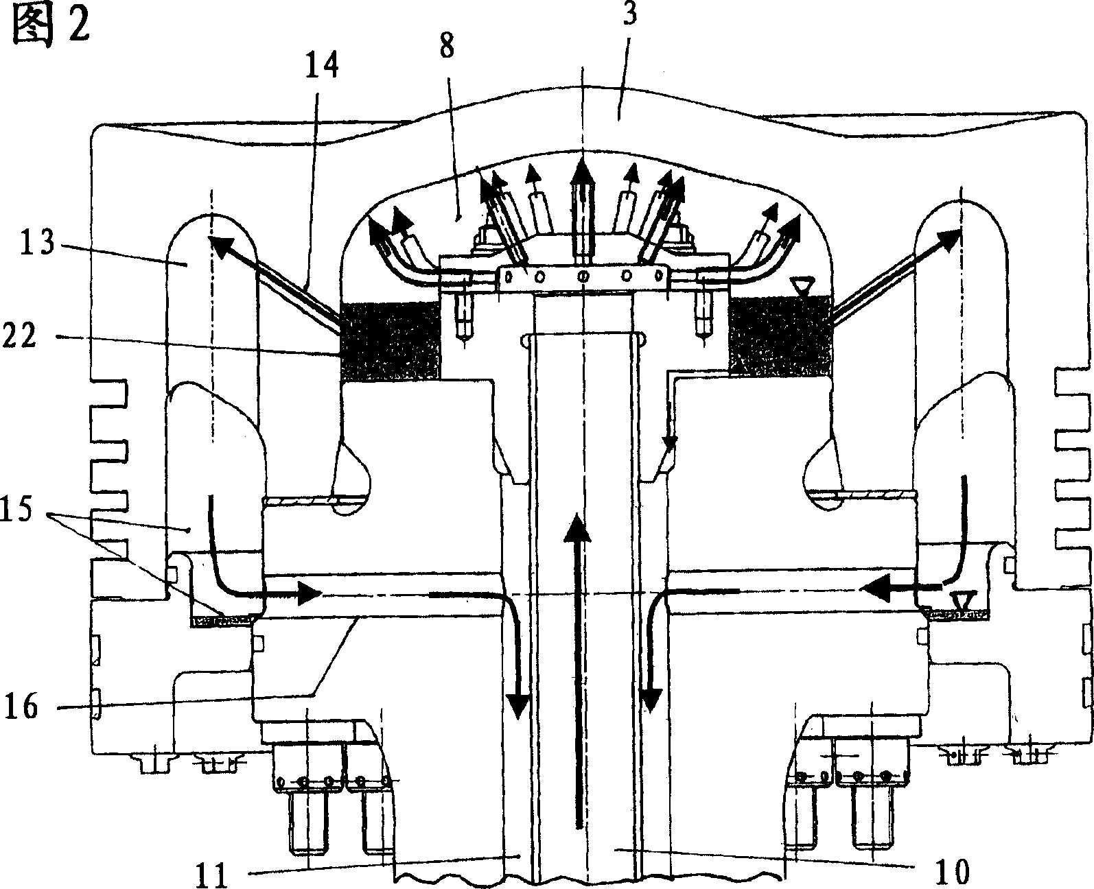 Piston for the crosshead engine