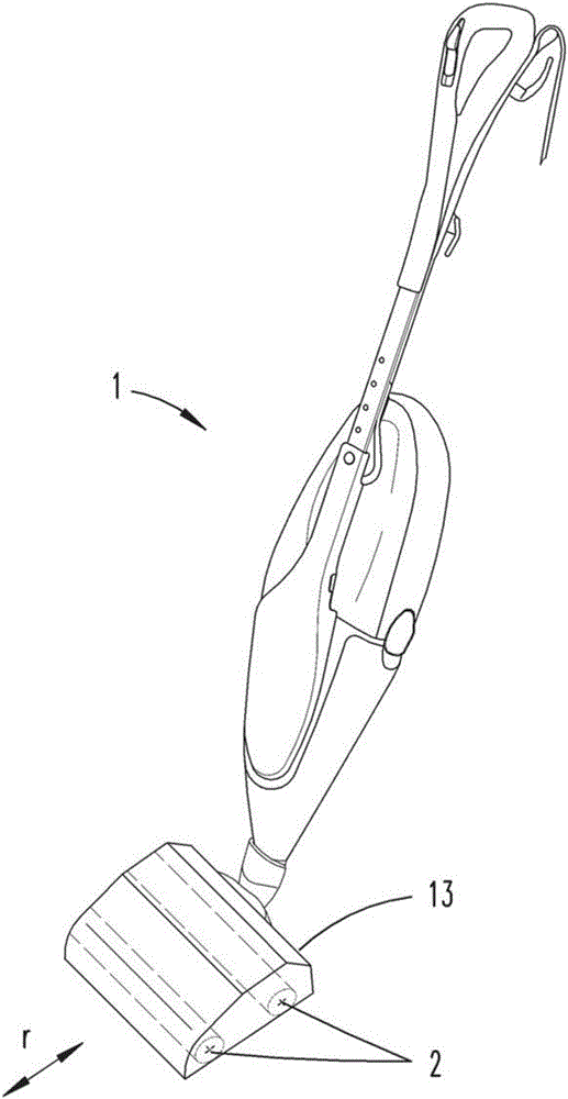 Cleaning device with cleaning roller with rotating bearing