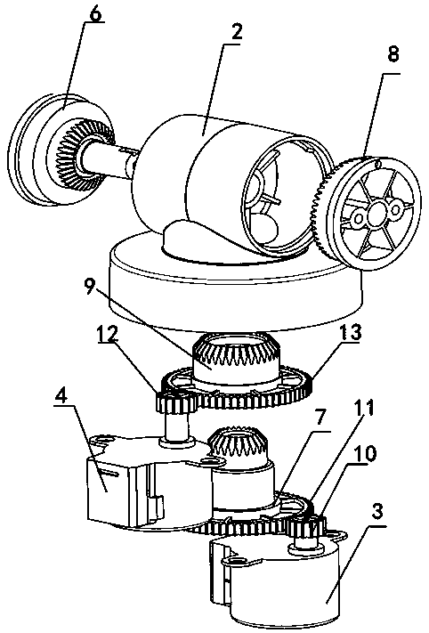 Transmission device of pan-tilt head camera