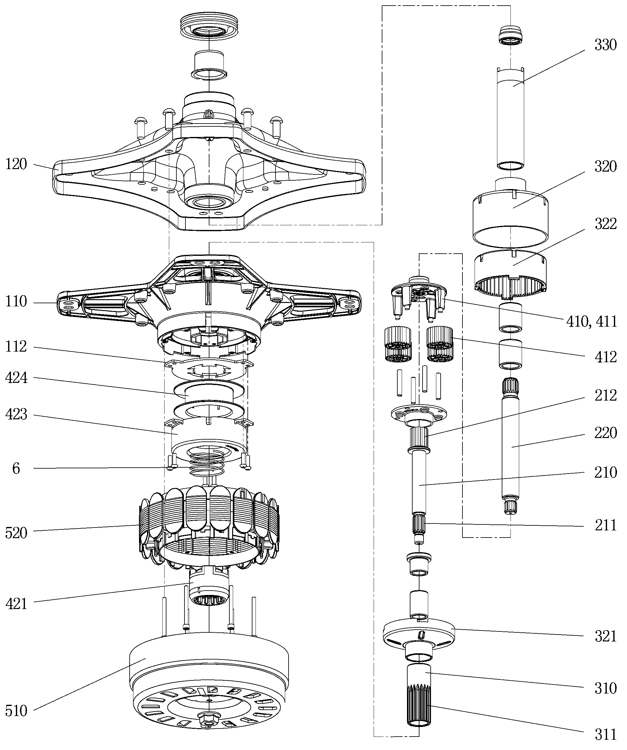 Drive assembly of pulsator washing machine