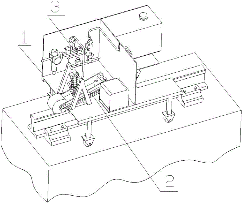 Oil spraying device for towing basin track cleaning