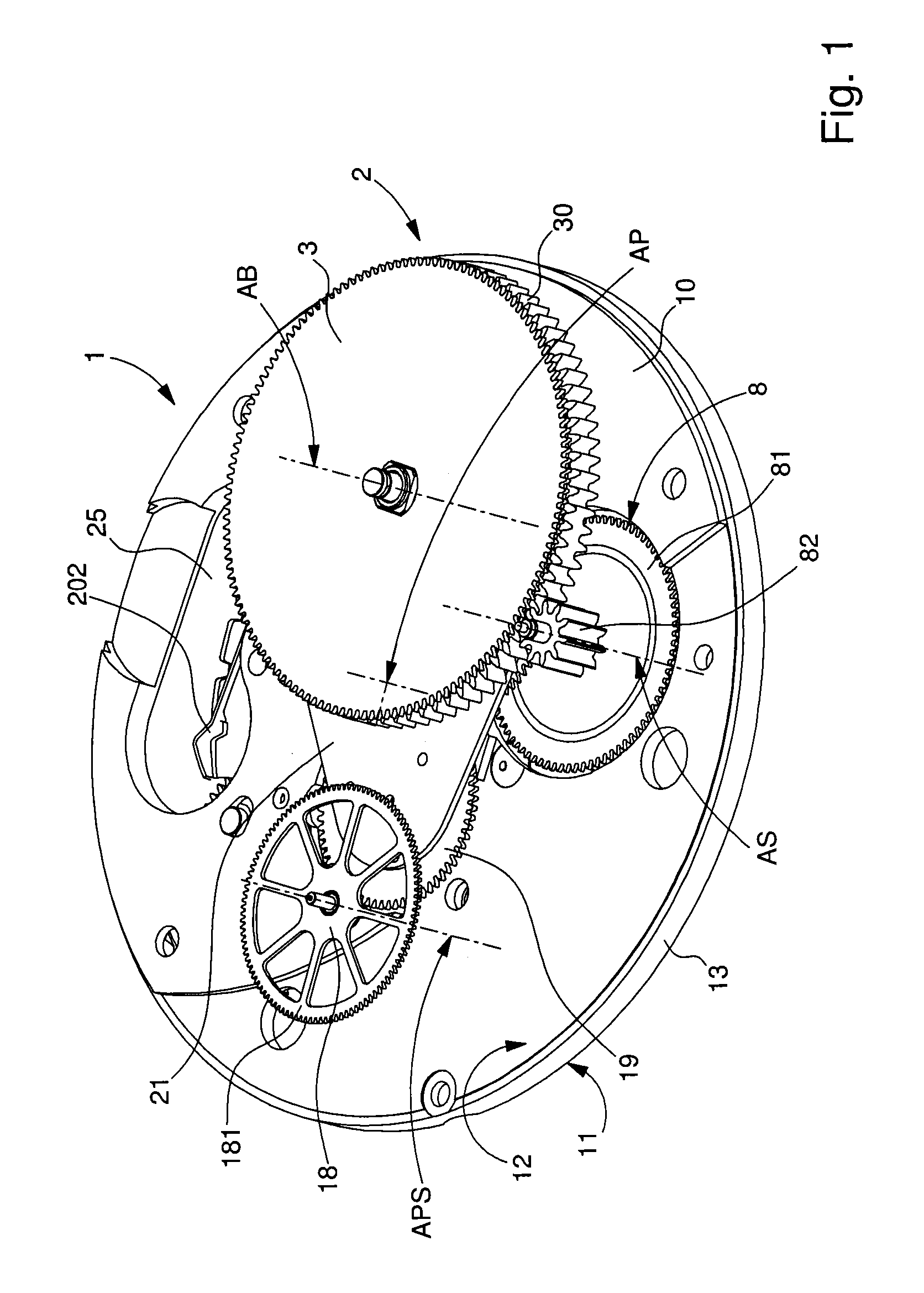 Timepiece movement of reduced height with a large power reserve