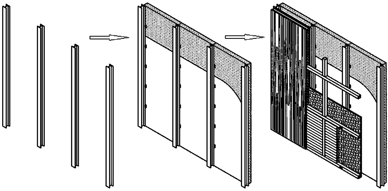 Hot-humid climate suitability assembly type bamboo wood-porous material combination exterior wall