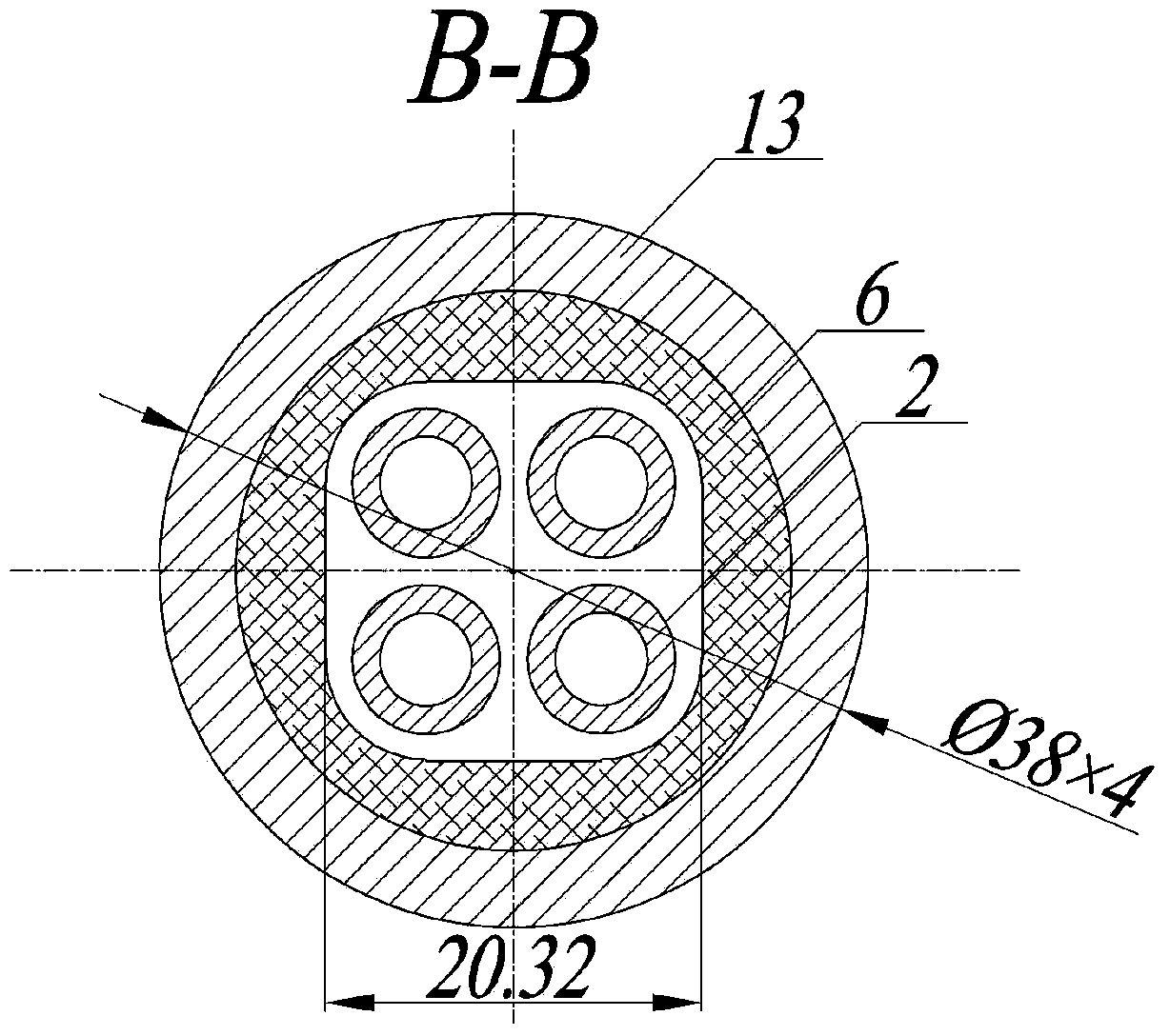 Rod bundle test piece for simulating supercritical water-cooled reactor fuel element