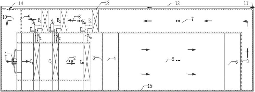 Tunnel type multi-stage heat pump series drying and dehumidifying system