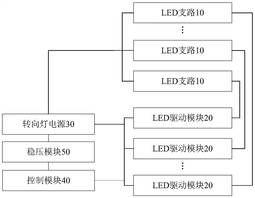 Dynamic steering lamp circuit and vehicle