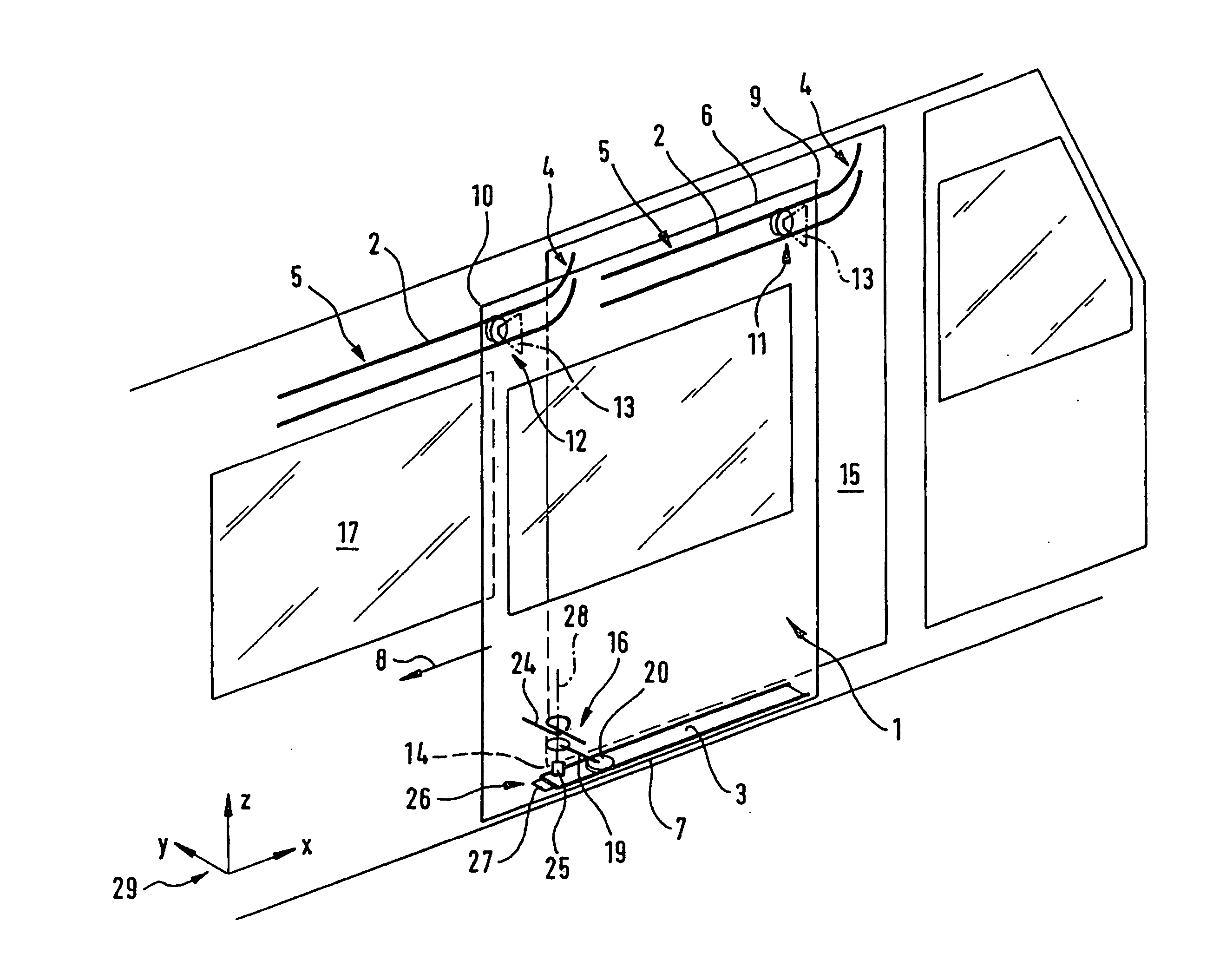 Exterior Sliding Door for a Vehicle