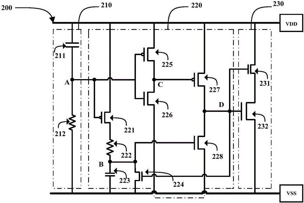 ESD (electrostatic discharge) power supply clamping protection circuit