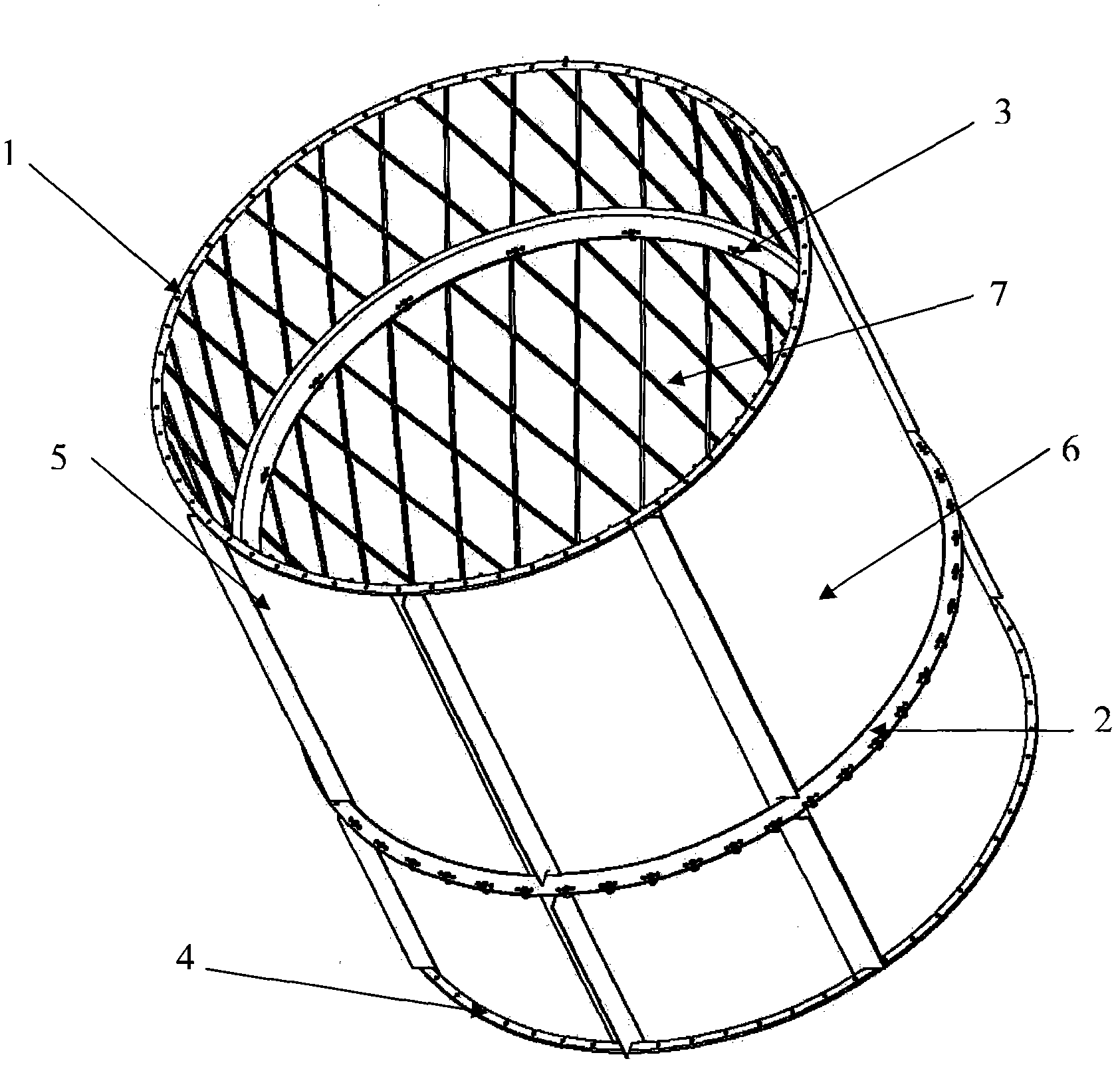 Spacecraft gridded composite bearing cylinder