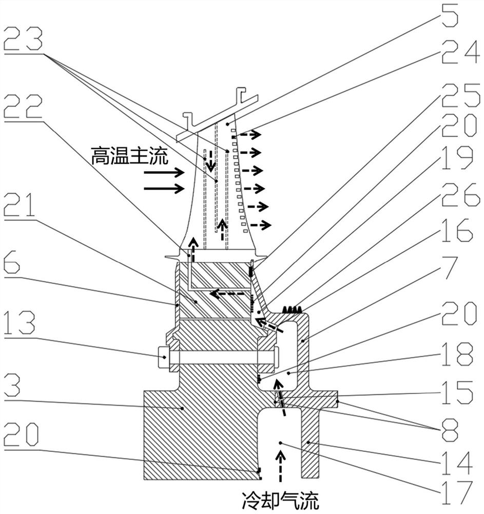 Turbine blade-wheel disc combined cooling structure of gas turbine