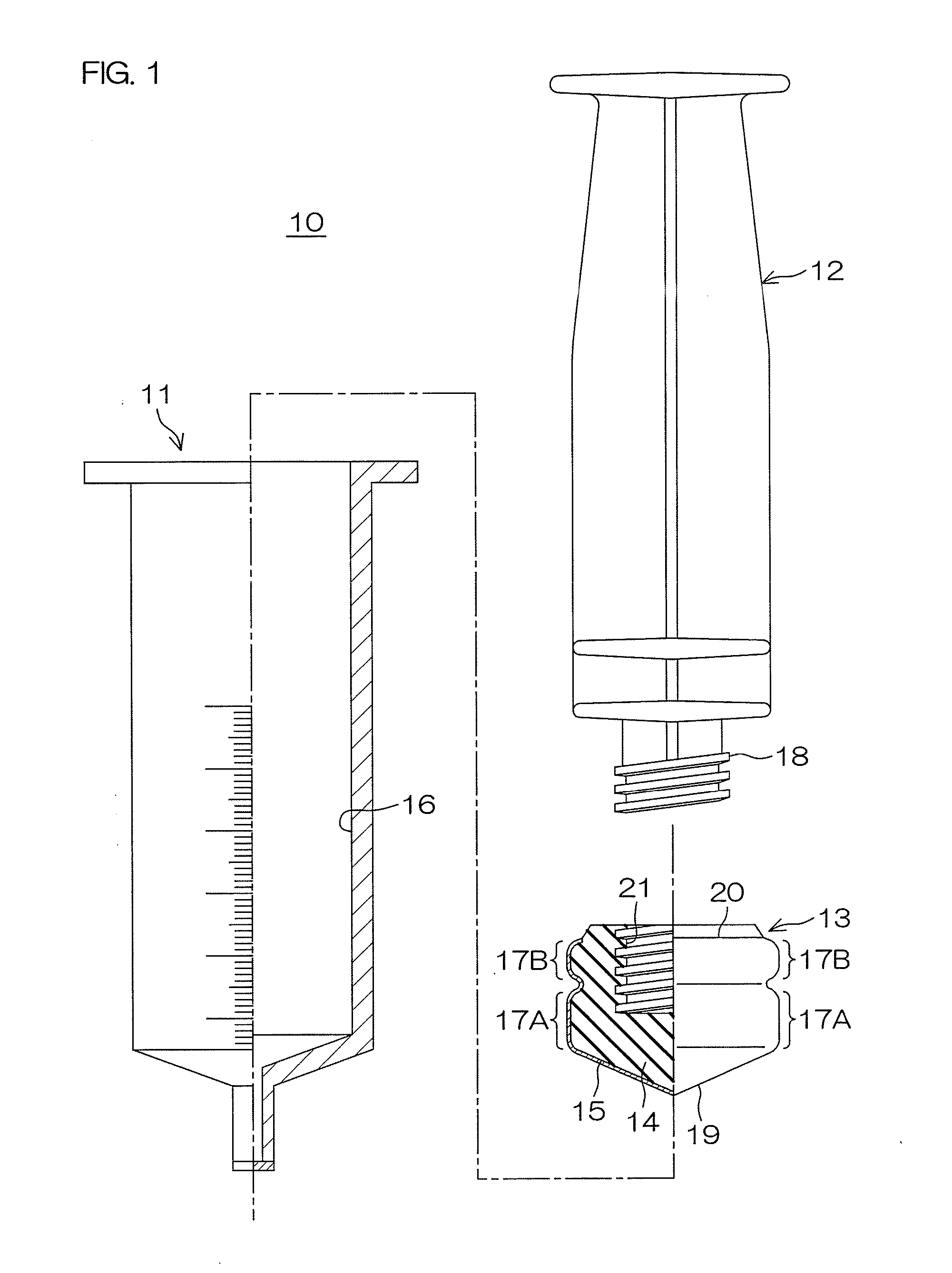 Gasket to be used for medical syringe, and medical syringe