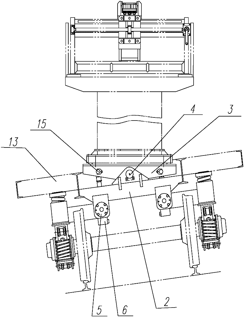 The leveling device of the operating platform of the railway catenary wire-stretching operation vehicle