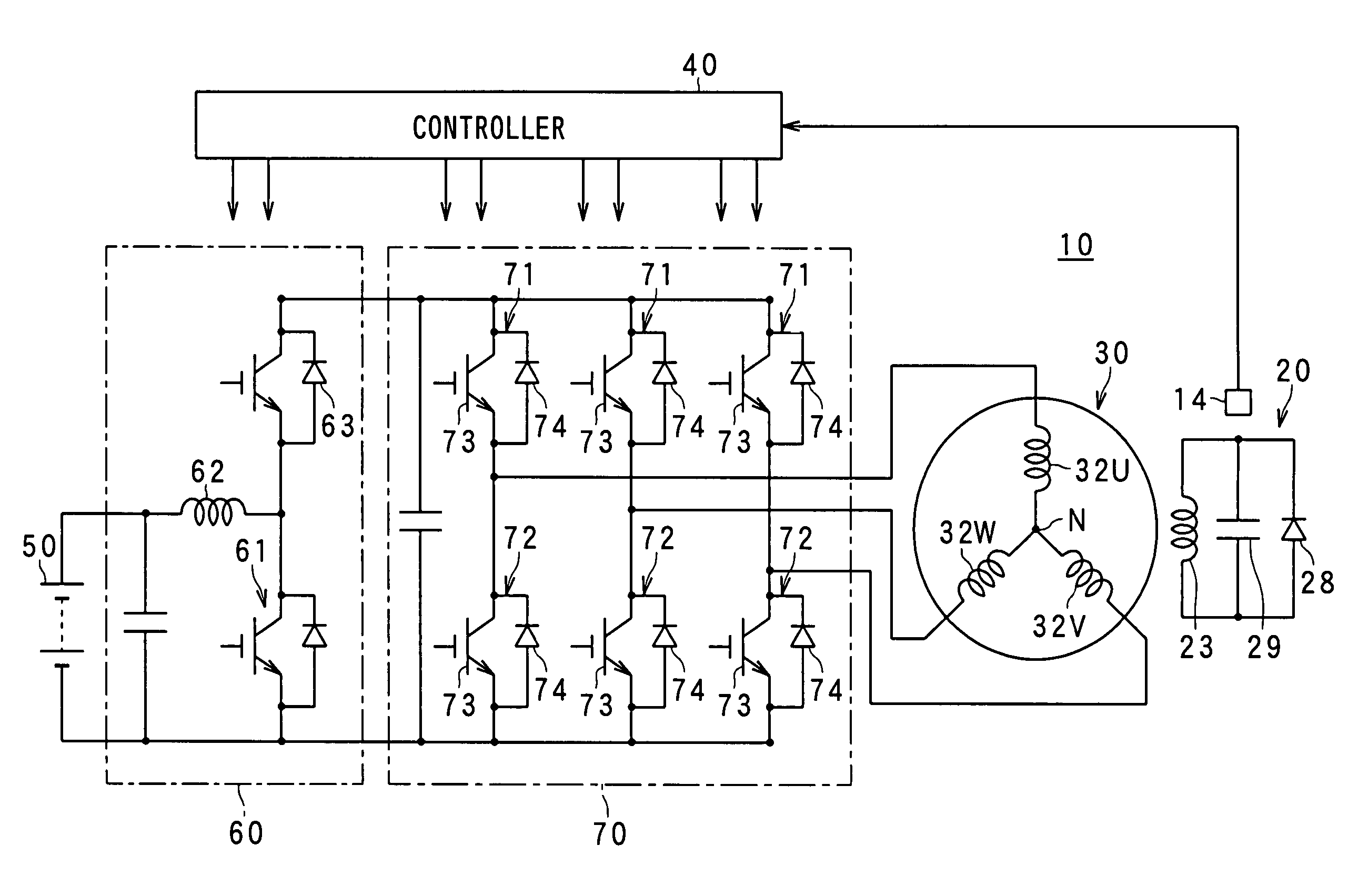 Rotary electric apparatus having rotor with field winding inducing current therethrough for generating magnetic field