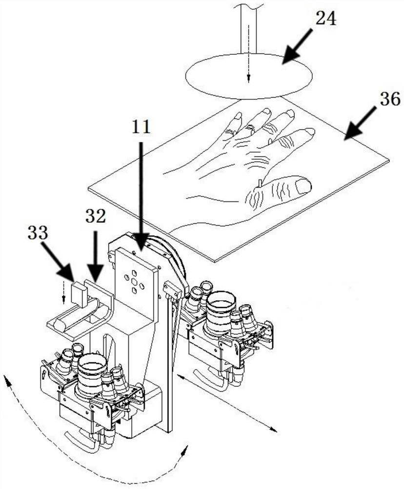 Non-contact finger and palm print acquisition device and method