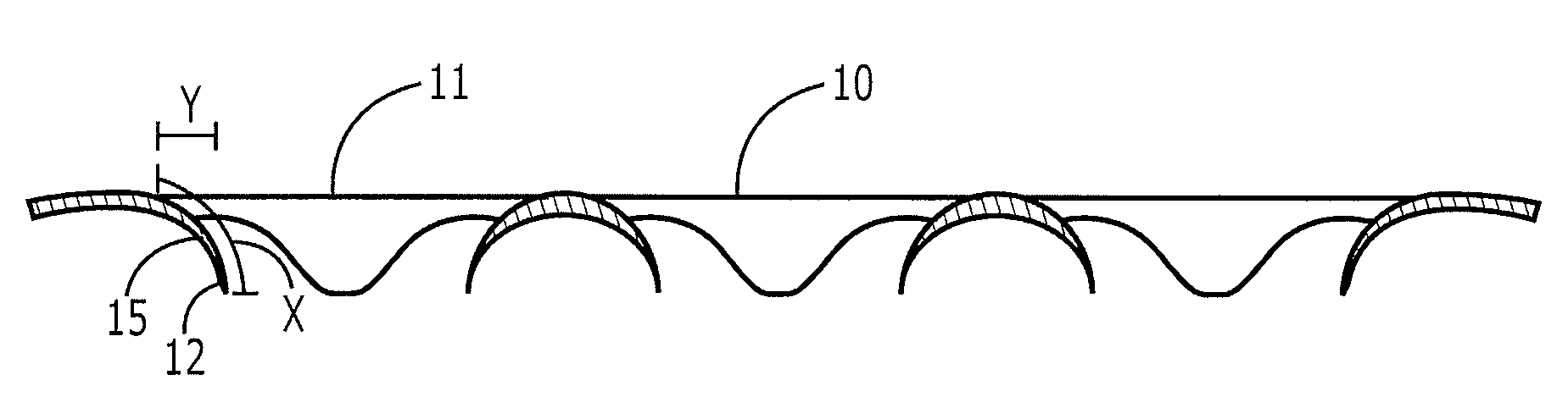 Web having apertures with convex sides