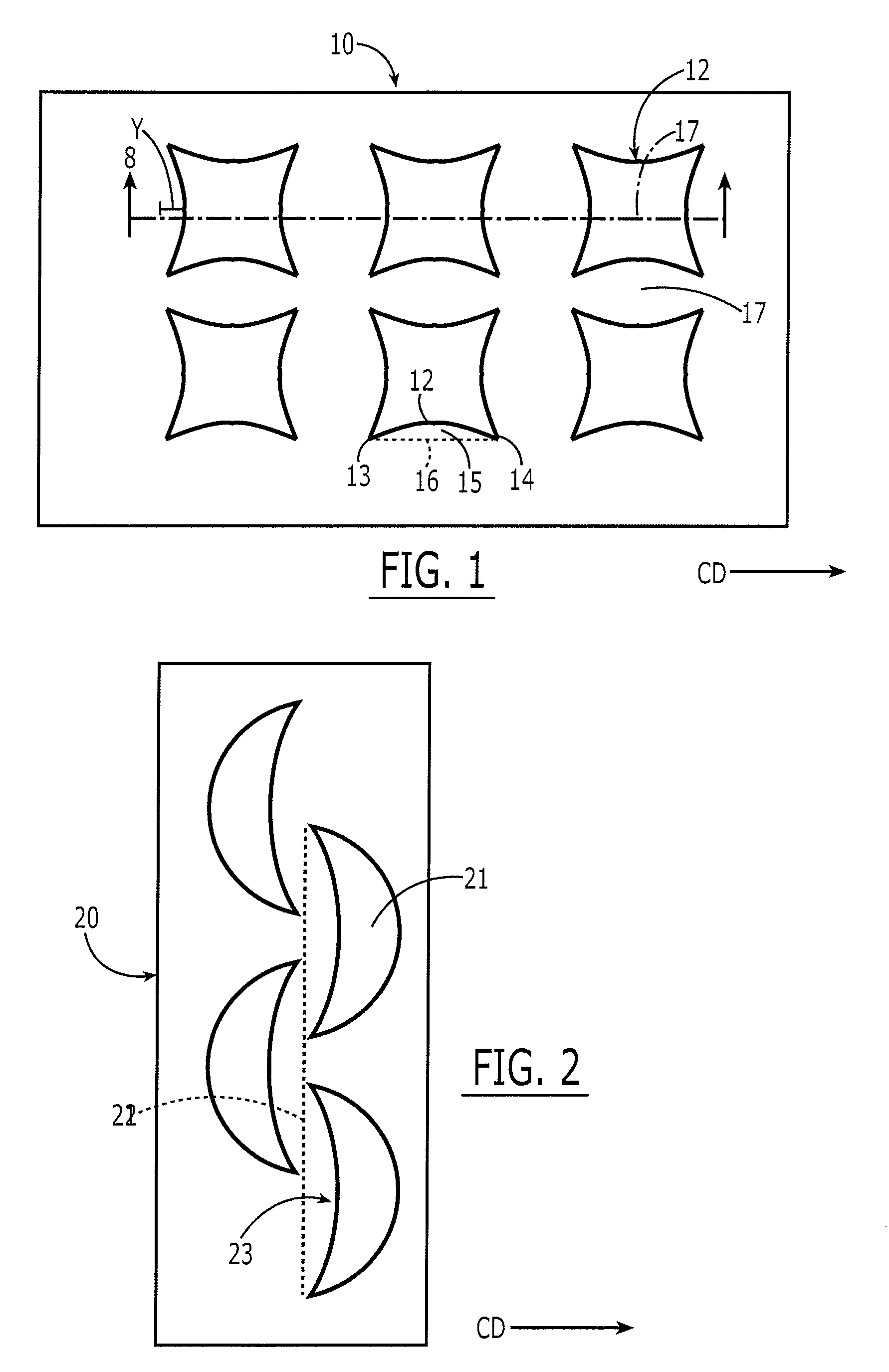 Web having apertures with convex sides