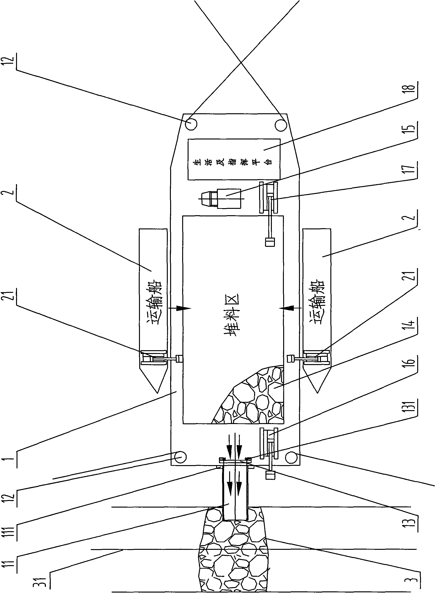 Method for building riprap levee island wall of offshore artificial island by large box barge